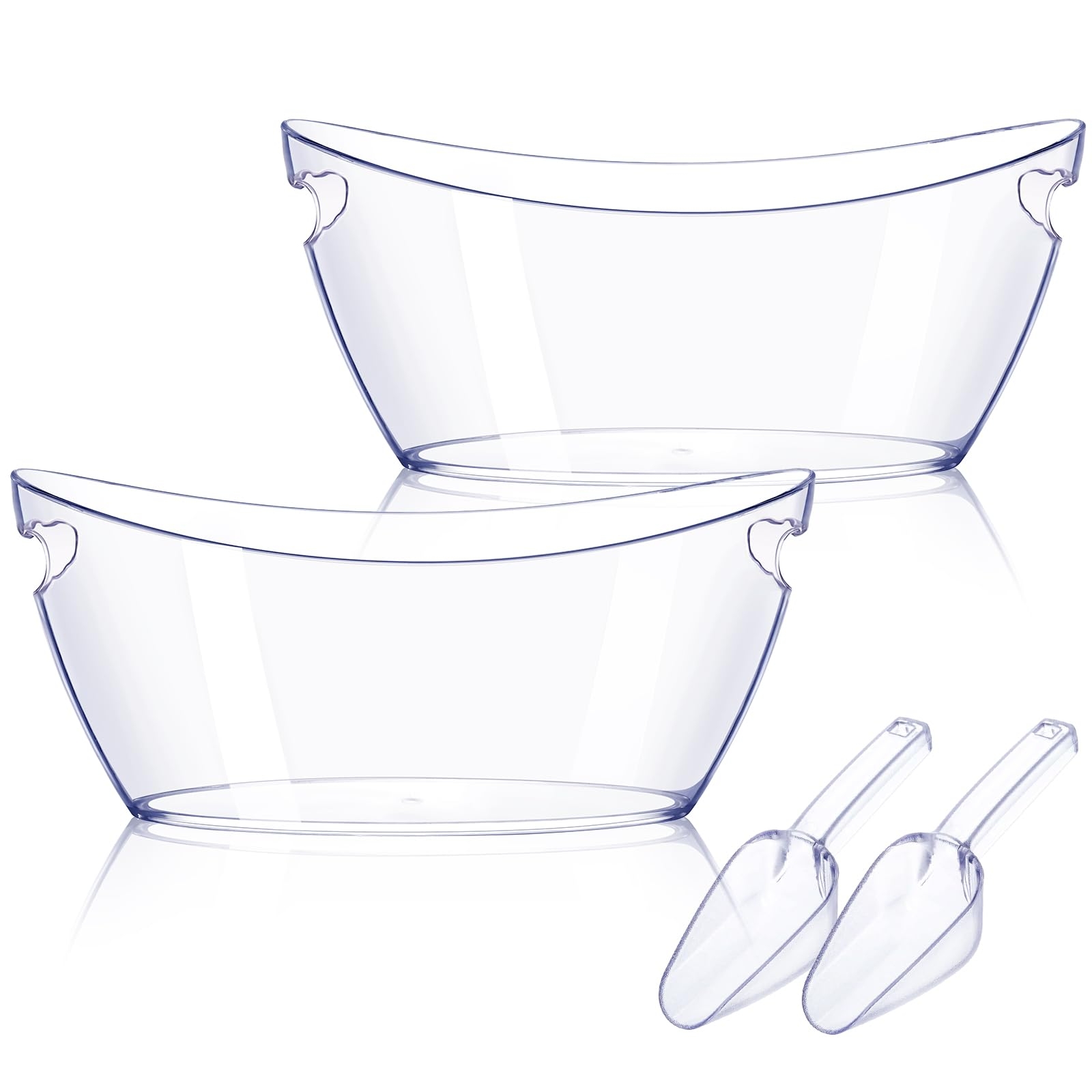 Ice Bucket 2 PCS, Small Ice Buckets for Parties, Mimosa Bar Supplies Beverage Tub and Scoops for Champagne Beer Sparkling Wine Cocktails（5.5L) (Clear)