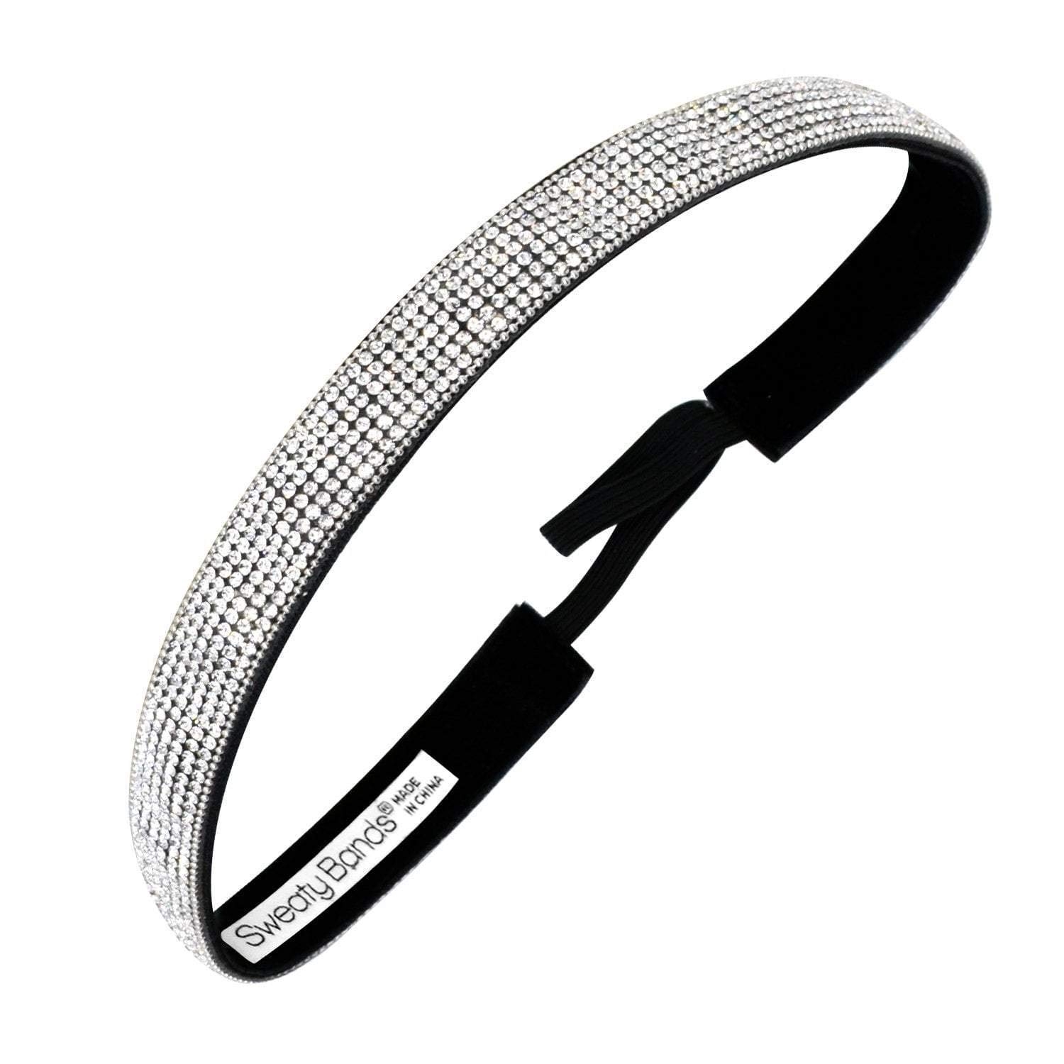 Sweaty Bands Womens Girls Headband - Non-Slip, Velvet-Lined Sparkle Hairband - Bling It Girl's Best Friend Silver 5/8-Inch