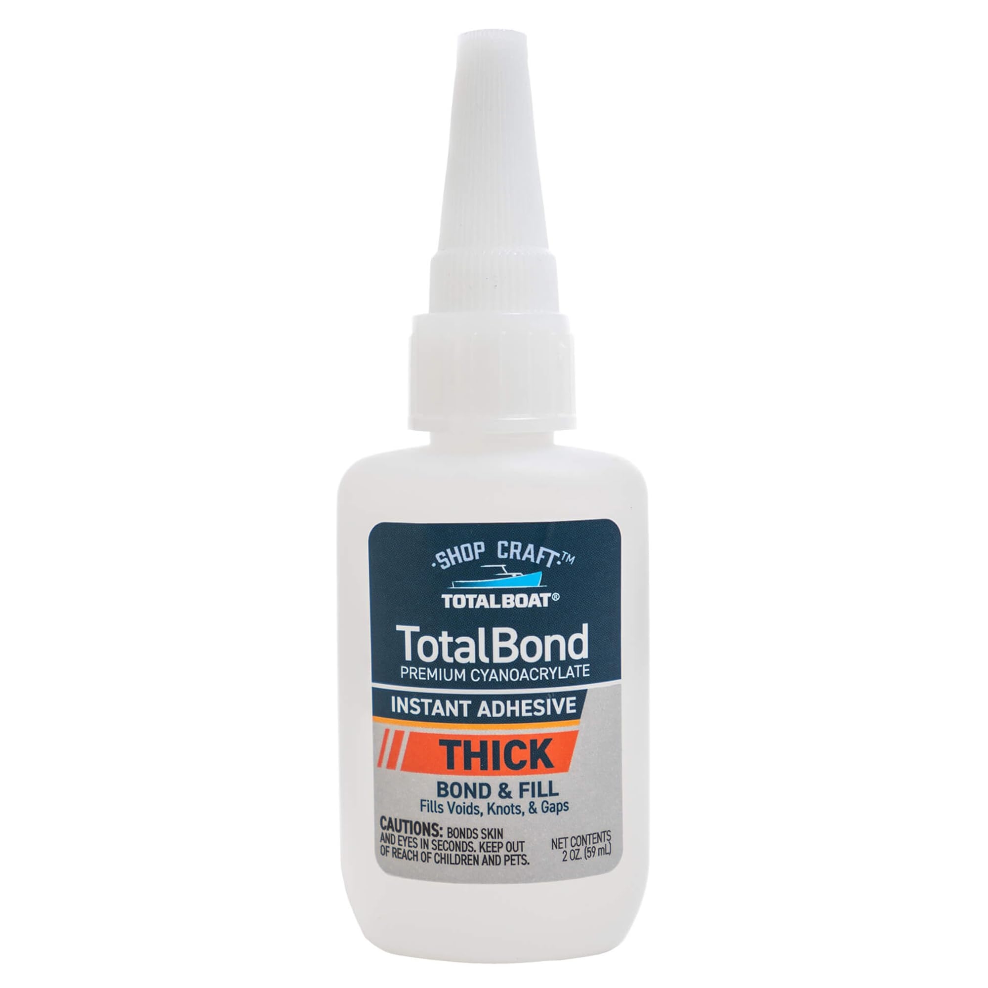 TotalBoat Thick CA Glue - TotalBond Cyanoacrylate Super Glue Adhesive for Wood, Stone, Brick, Plastic, Glass, Metal, Epoxy and Crack Repair - 2 oz