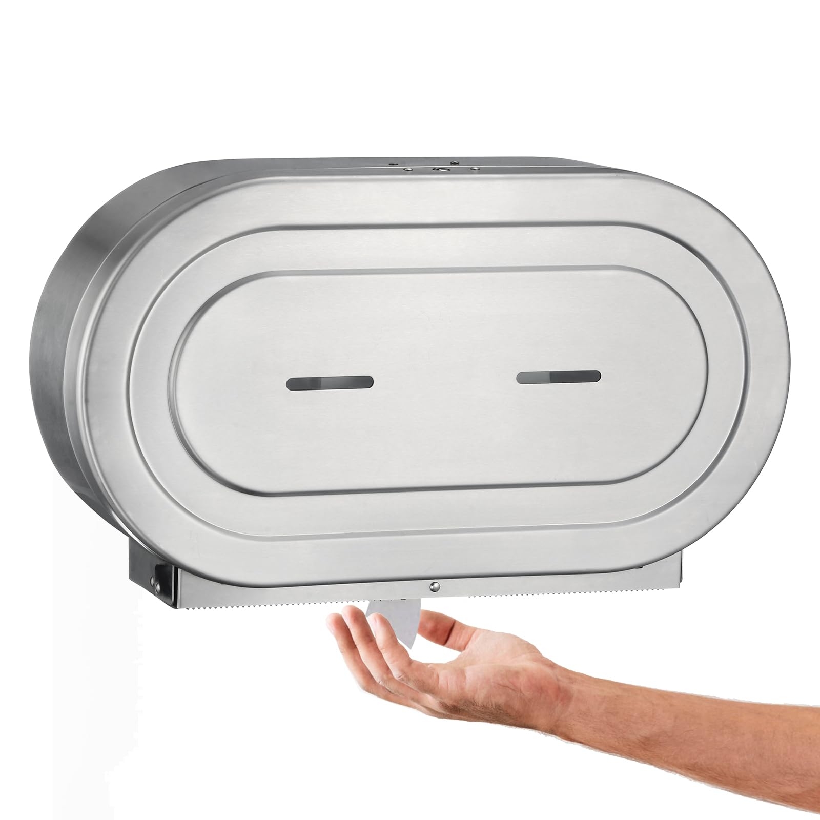 Stardrix Stainless Steel Twin Jumbo Toilet Paper Dispenser Wall Mount, 9" Commercial Double Roll Holder, Industrial Tissue Dispenser with Key Lock, Satin Finish