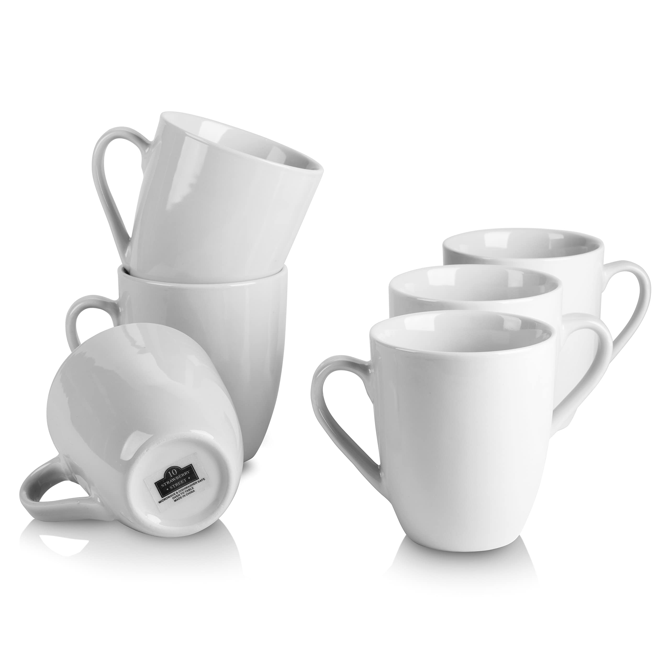 10 Strawberry Street Simply White 12 oz Mug, Set of 6