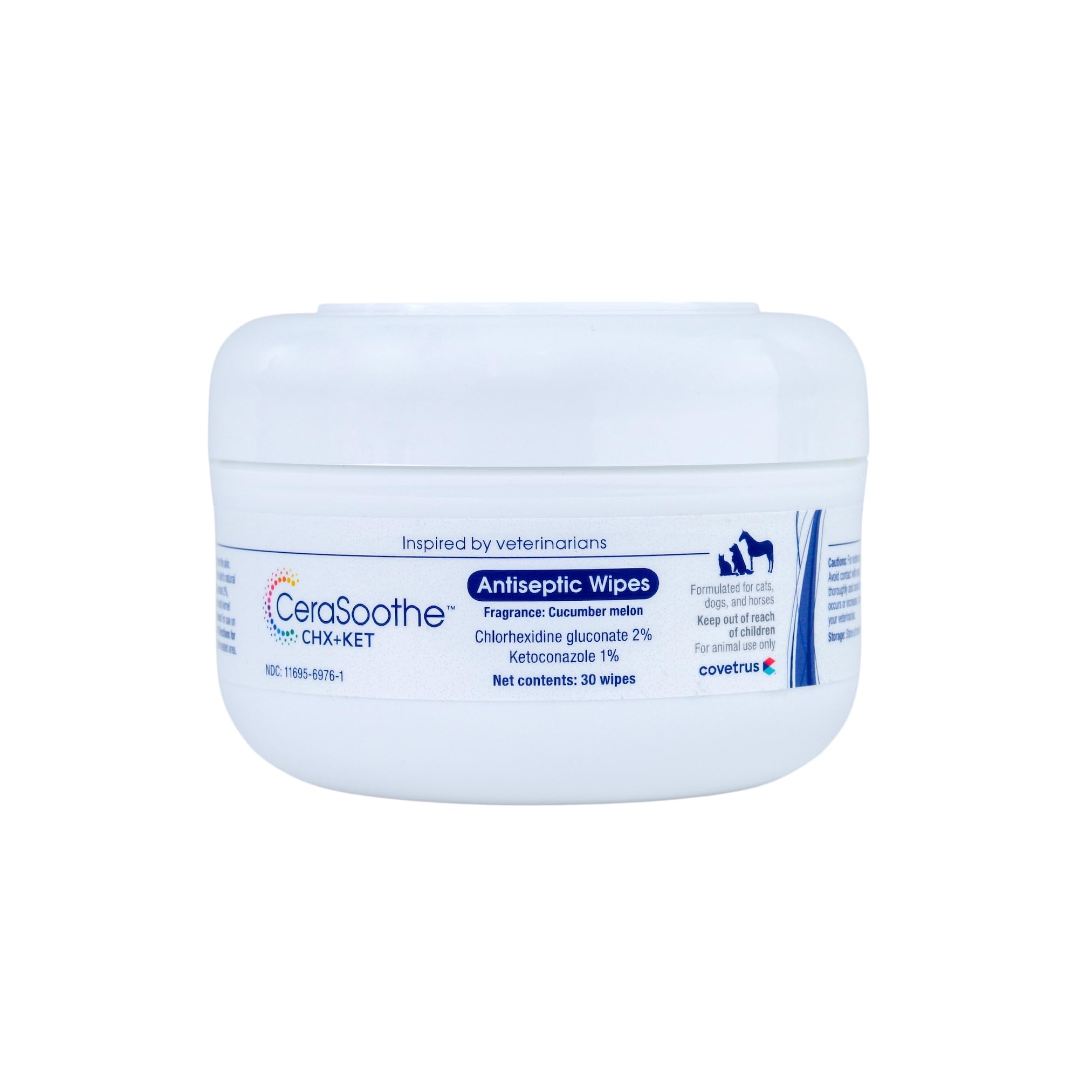CeraSoothe CHX+KET Antiseptic Wipes Formulated for Dogs, Cats, & Horses – Chlorhexidine & Ketoconazole Medicated Pet Wipes – Antibacterial & Antifungal Skin Care for Pets – 30 Count