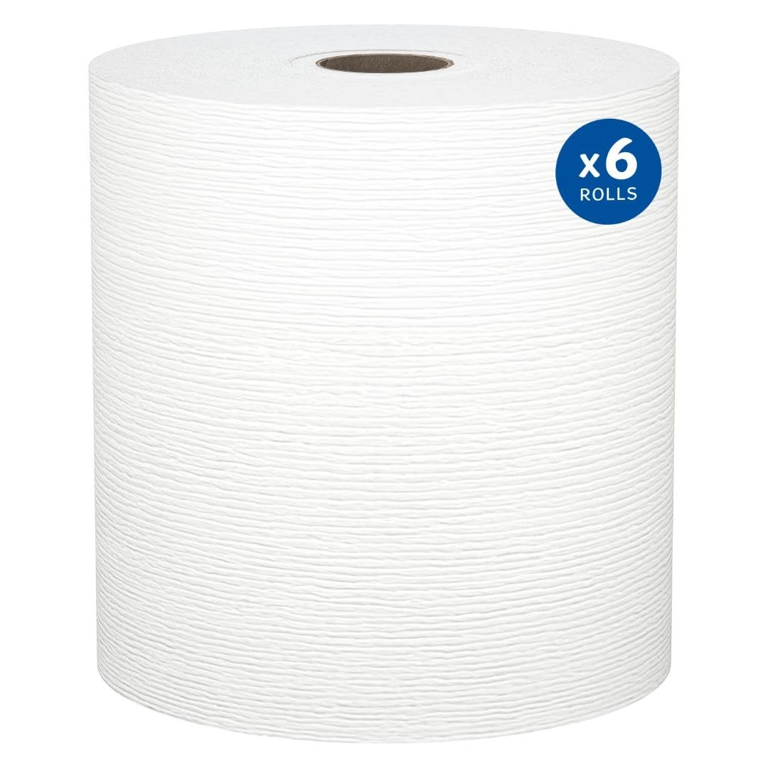 Kleenex Professional Universal Hard Roll Paper Towels, Bulk (50606), 1.75" Core, Premium Absorbency Pockets, White (6 Rolls at 600' Each, 3,600'/Case)