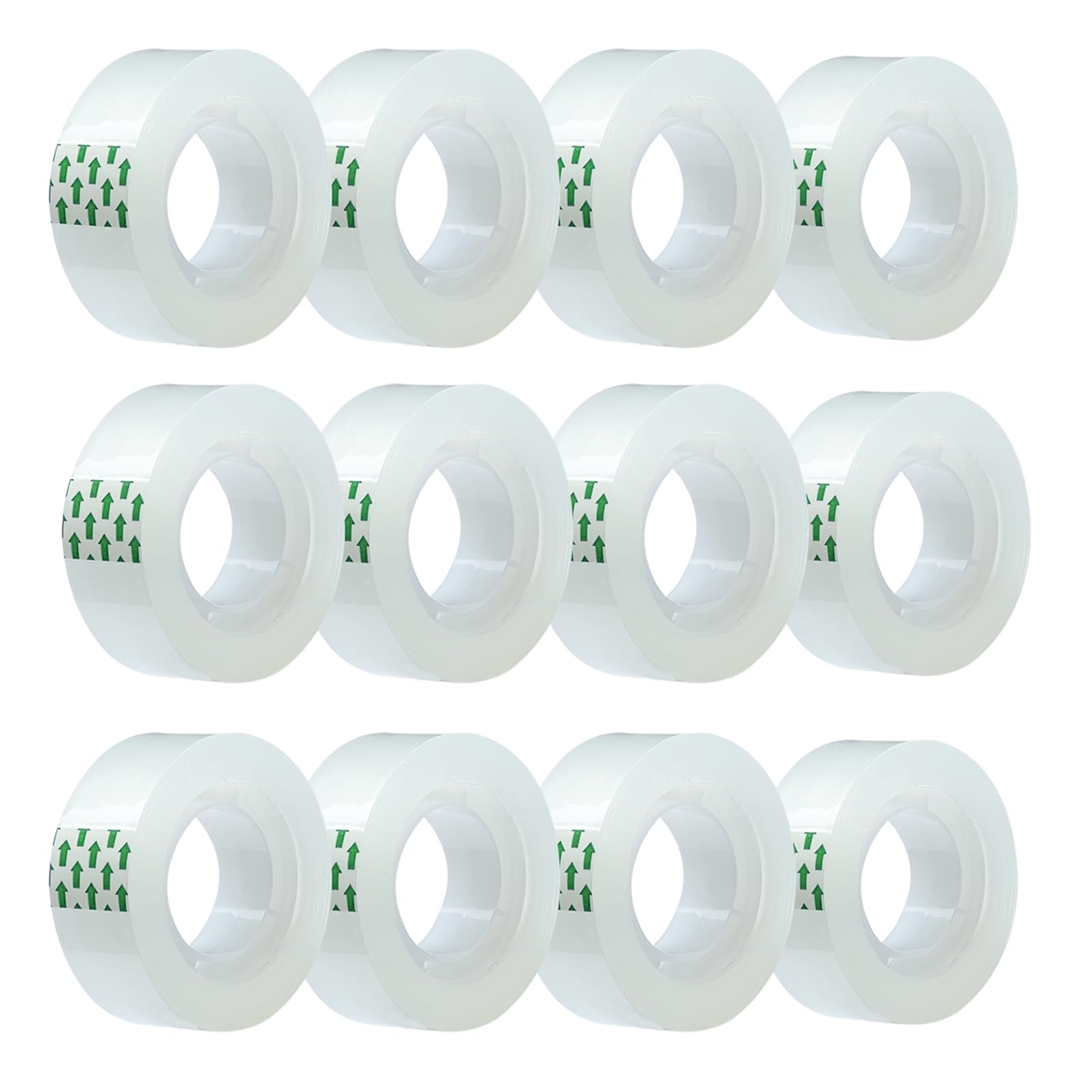 MJUNM Clear Tape Refills Rolls for Dispenser, Transparent Tape, 12 Rolls, 1 inch Core, 3/4 inch x 900 inches
