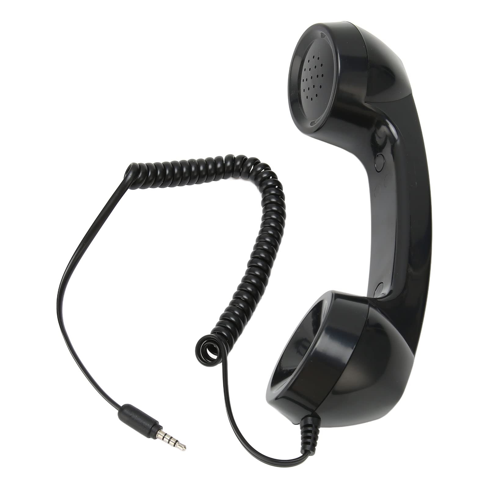 Goshyda Retro Phone Handset, Retro Vintage Telephone Handset Cell Phone Receiver Mic Microphone Speaker for Mobile Phones, Computers (Black with Adjustable Strap)