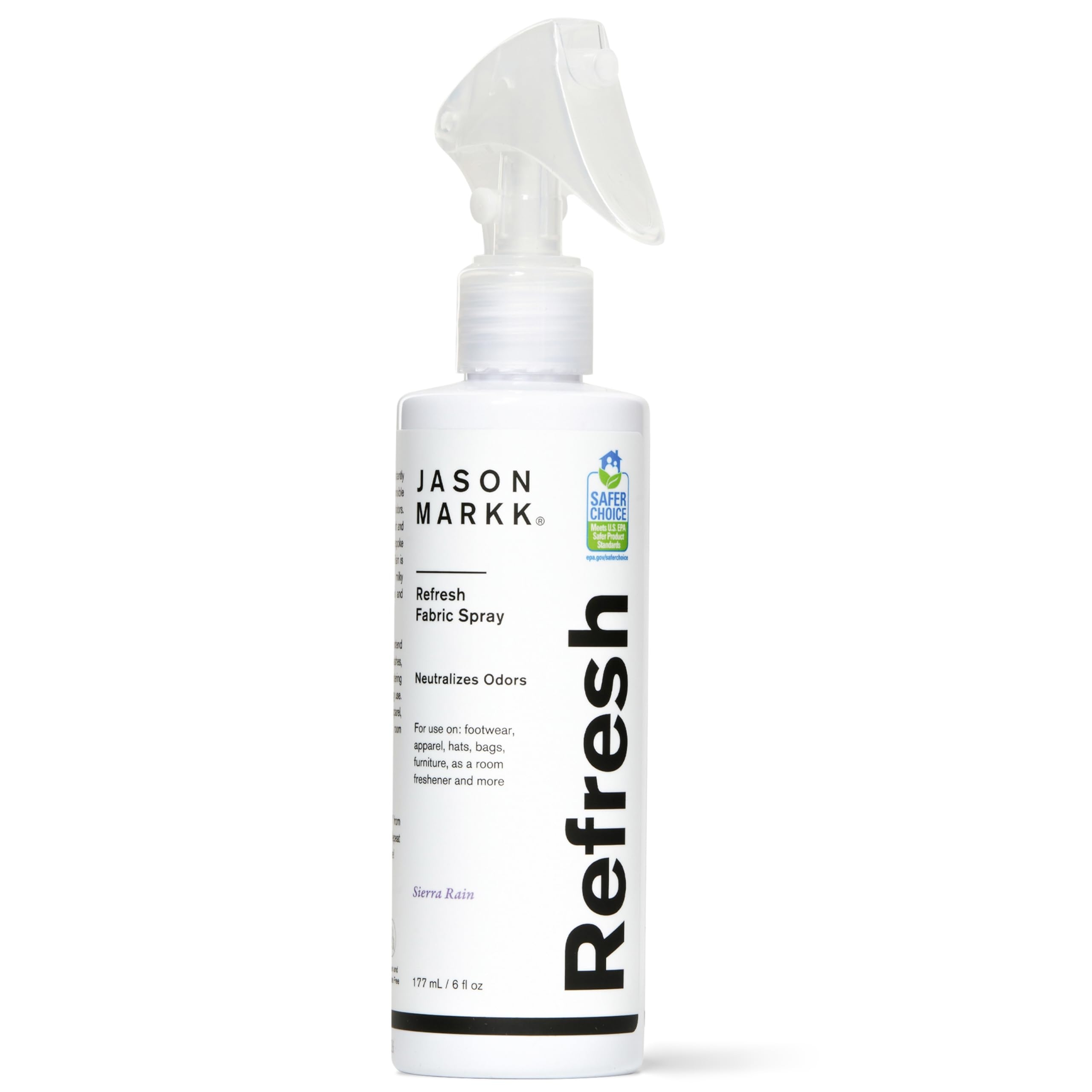 Jason Markk Refresh Spray, Shoe Deodorizer, Odor Eliminator, Sneaker Care, Ideal for Footwear, Hats, Apparel, Bags, Furniture, Room Freshener, Sierra Rain Scent, 6oz