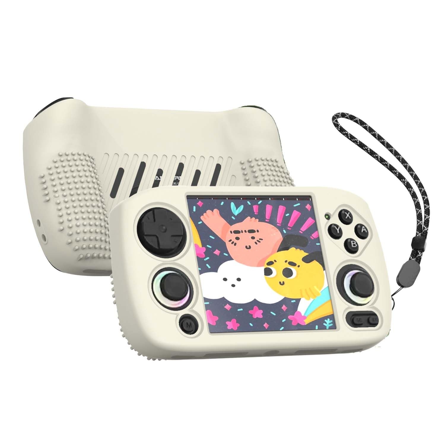 FIOPAZ for Anbernic RG CubeXX Skin Case, Soft Silicone Protective for RG CubeXX Retro Handheld Game Console Only, Drop and Scratch Resistant Washable for RGcubeXX Cover with Lanyard, Off-White