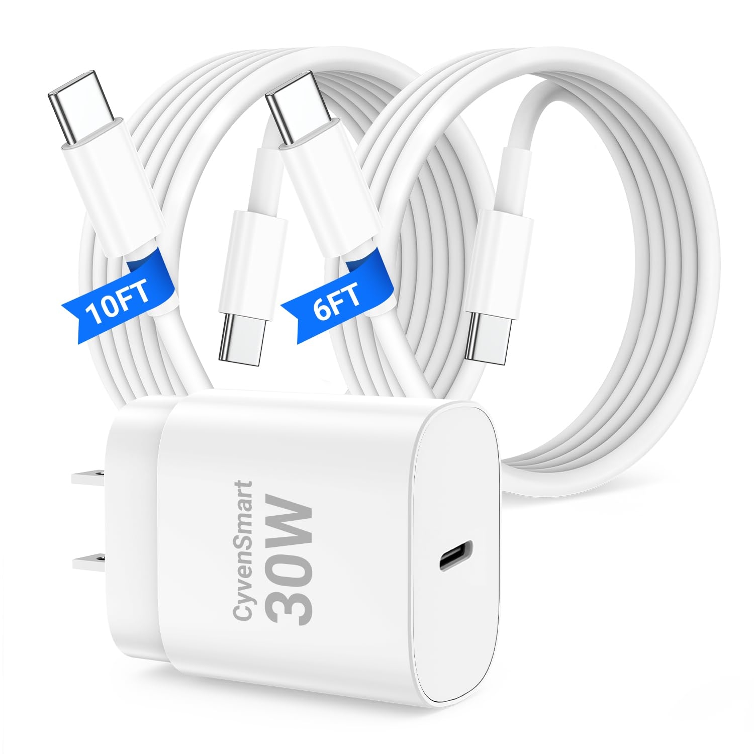 USBC Charger Block for iPhone 16 15 Pro Max Plus Charger Fast Charging,30w Usb-C Fast Charger Adapter 6+10Ft USB Type C to USB C Cable for I Phone 16 15 ProMax Plus iPad Pro Air Mini-30 Watt Certified