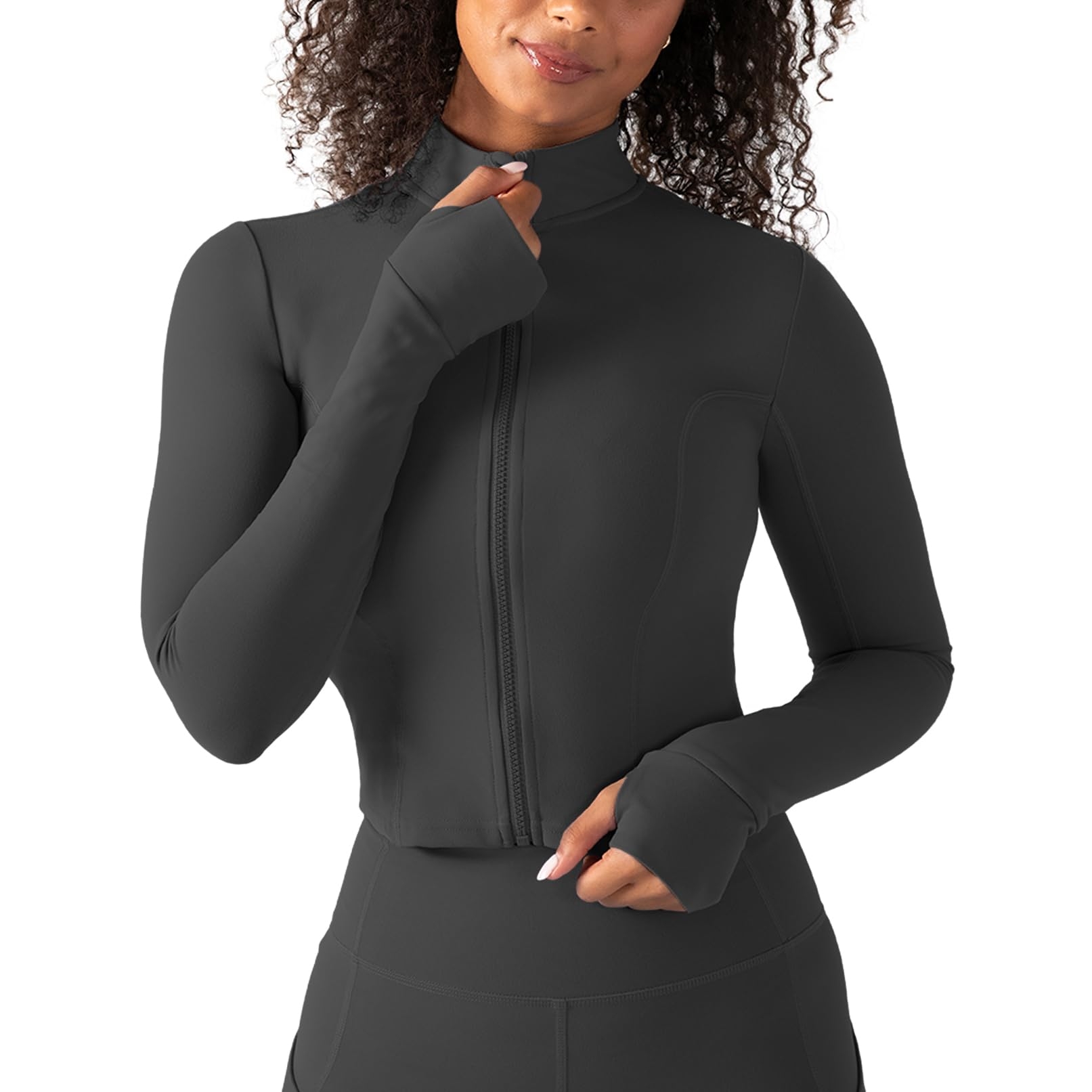 YITTY Active Women's UltraLuxe Cropped Full Zip Jacket, Athleisure, 4-Way-Stretch, Thumbholes