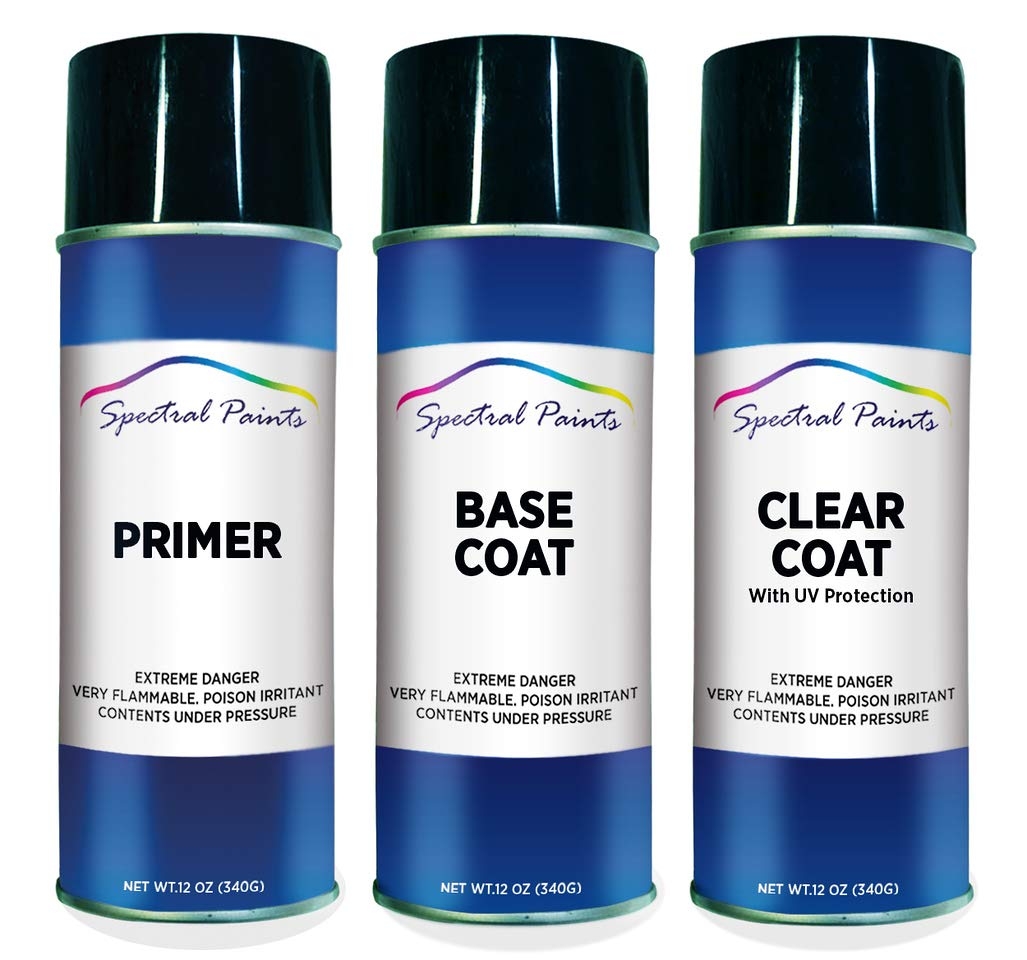 Spectral Paints Compatible/Replacement for Ford UH Tuxedo Black Metallic 12 oz. Aerosol Primer Spray Paint and Clear Coat