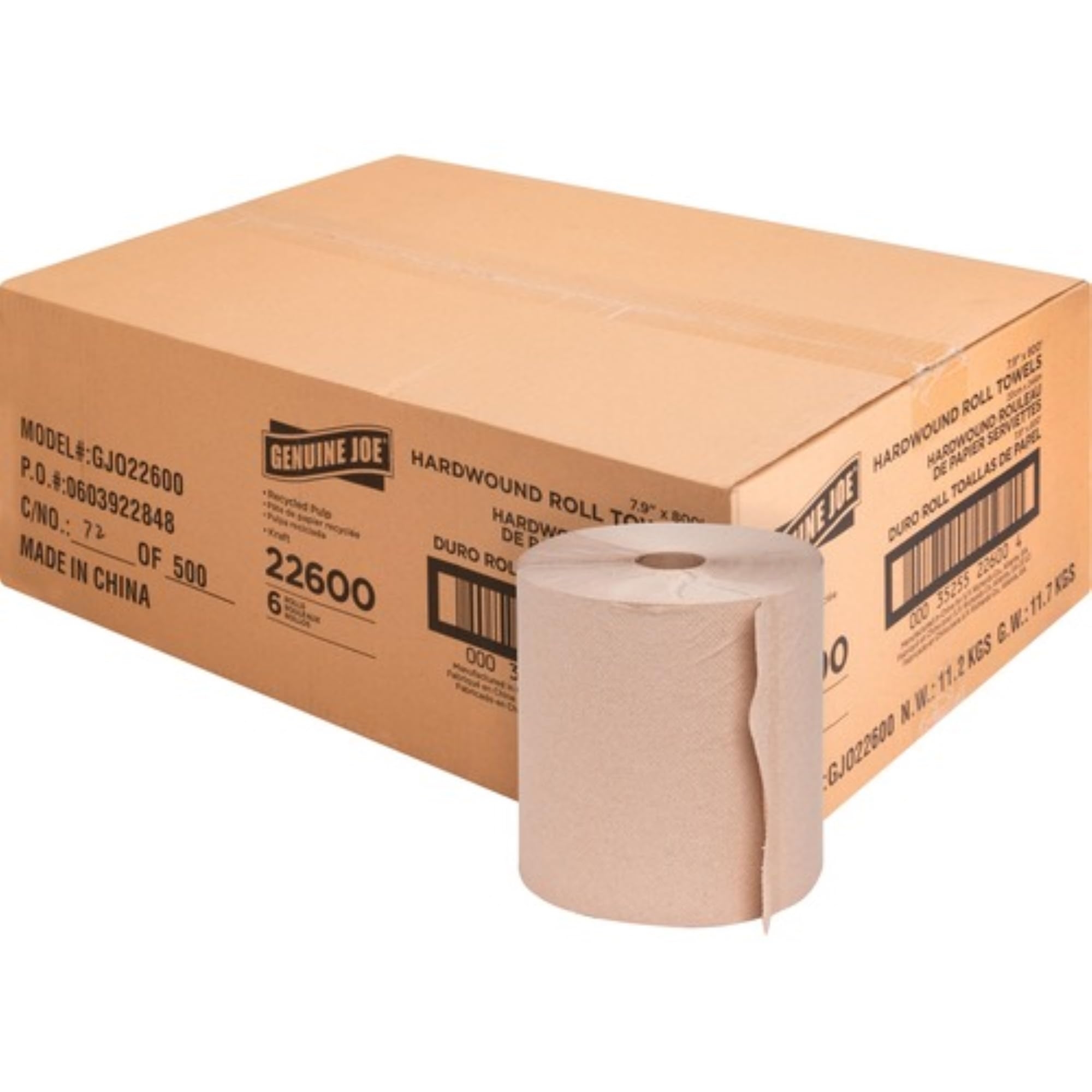Genuine Joe GJO22600 Embossed Hardwound Roll Towels (Pack of 6)