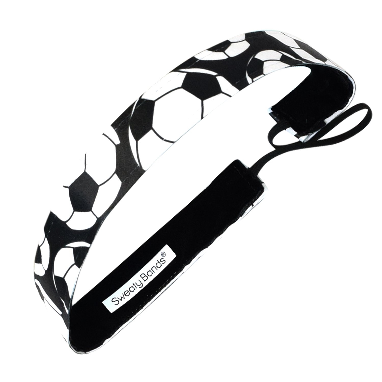 Sweaty Bands Womens Girls Headband - Non-Slip Velvet-Lined Sport Hairband - Soccer Star Black White