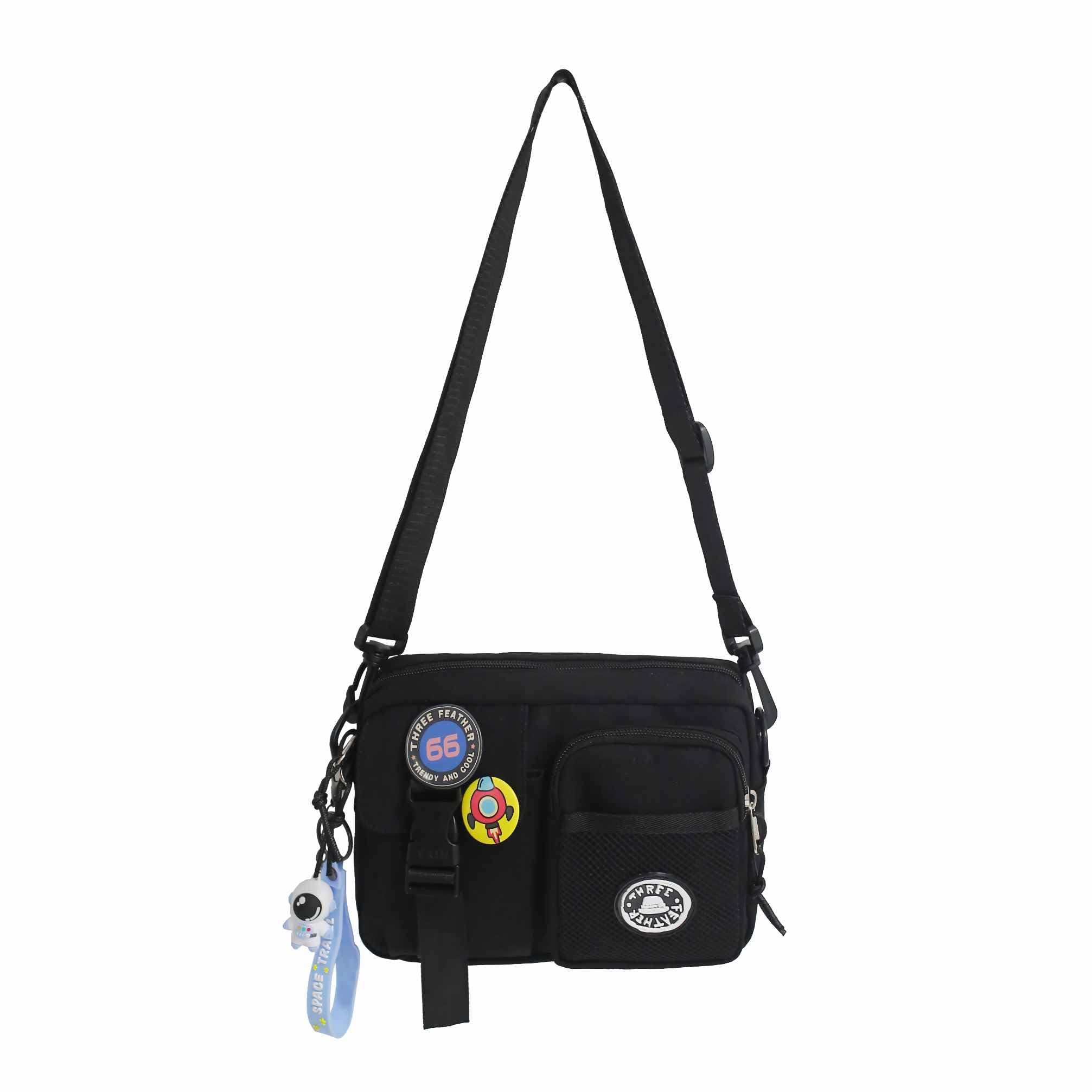 Lefe Liee Black Crossbody Bag for Men - Cute Small Messenger Sling Shoulder Bag - Men's Gift
