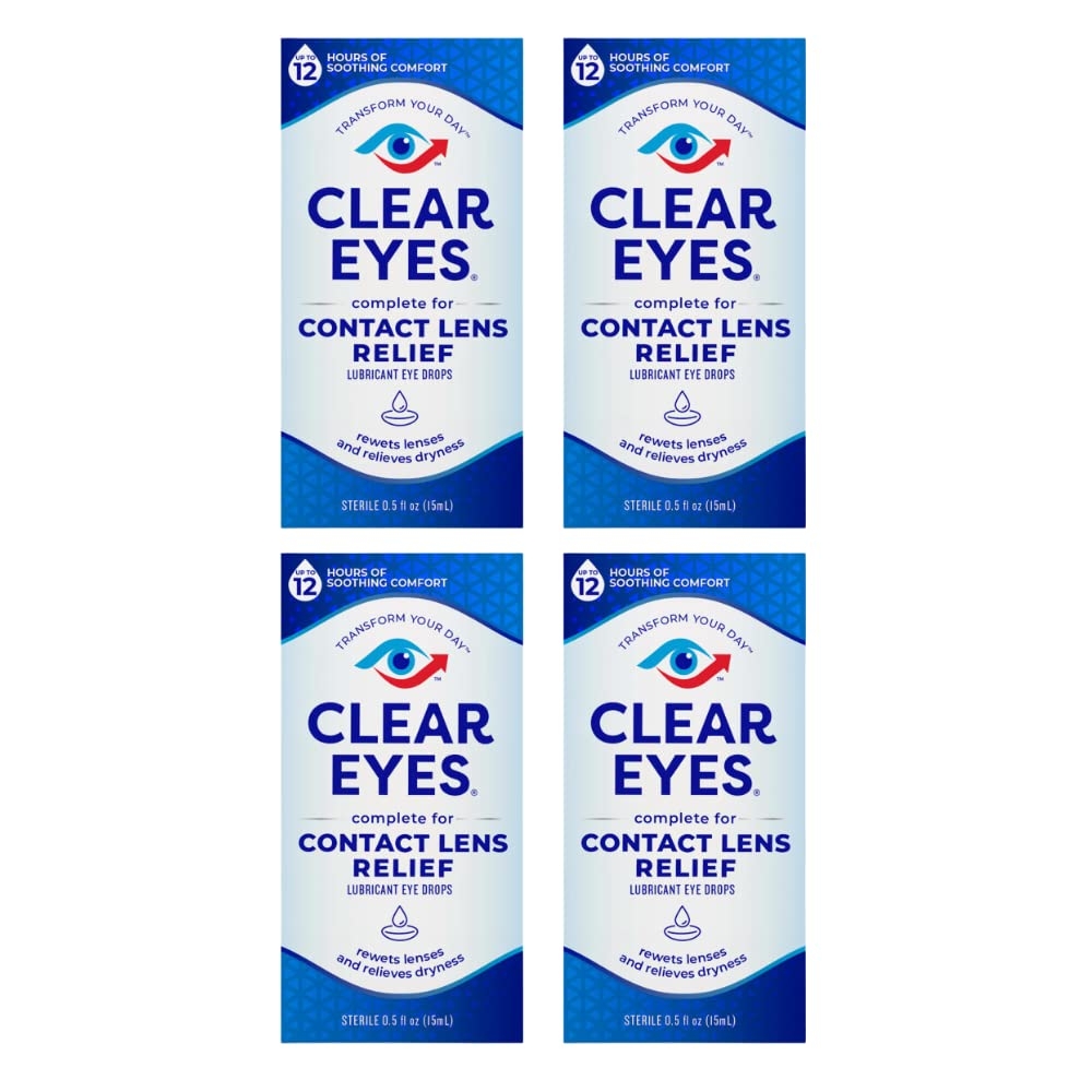 Clear Eyes Contact Lens Relief Soothing Eye Drops 0.50 oz (0.5 Fl Oz (Pack of 4))