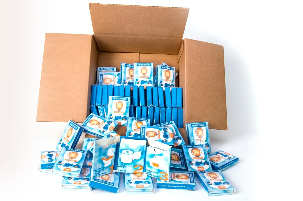 The Restroom Kit Great for Travel (60-Pack) Portable Disposable Oversized Toilet Seat Cover, 3ft 3Ply Toilet Paper, Hand & Flushable Tush Wipe.