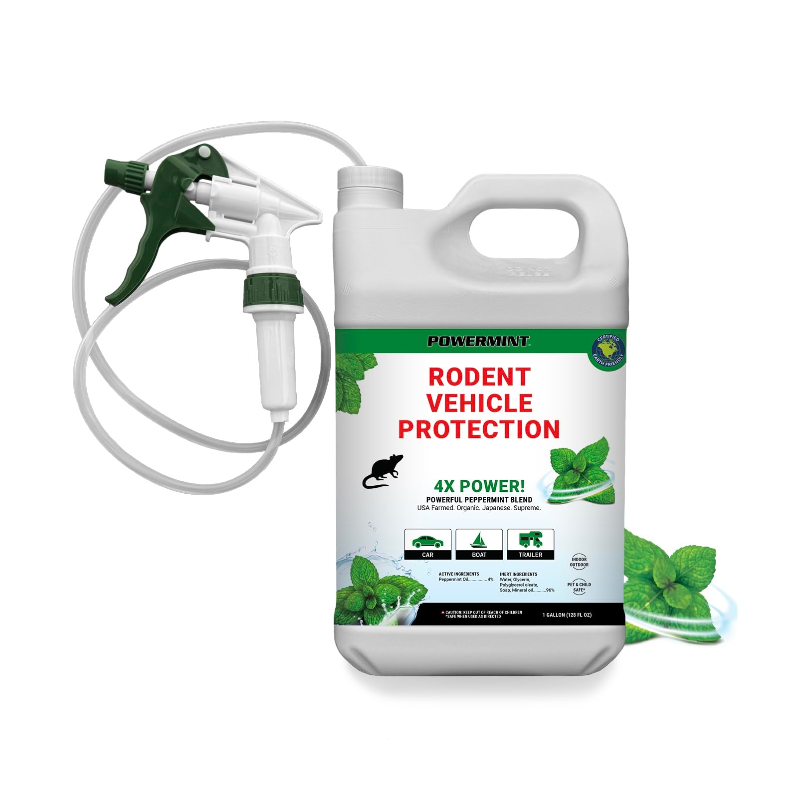 Powermint Peppermint Oil Rodent Vehicle Protection Spray (1 Gallon) for Vehicle Engines and Interiors - Cars, Trucks, RVs, and Boats