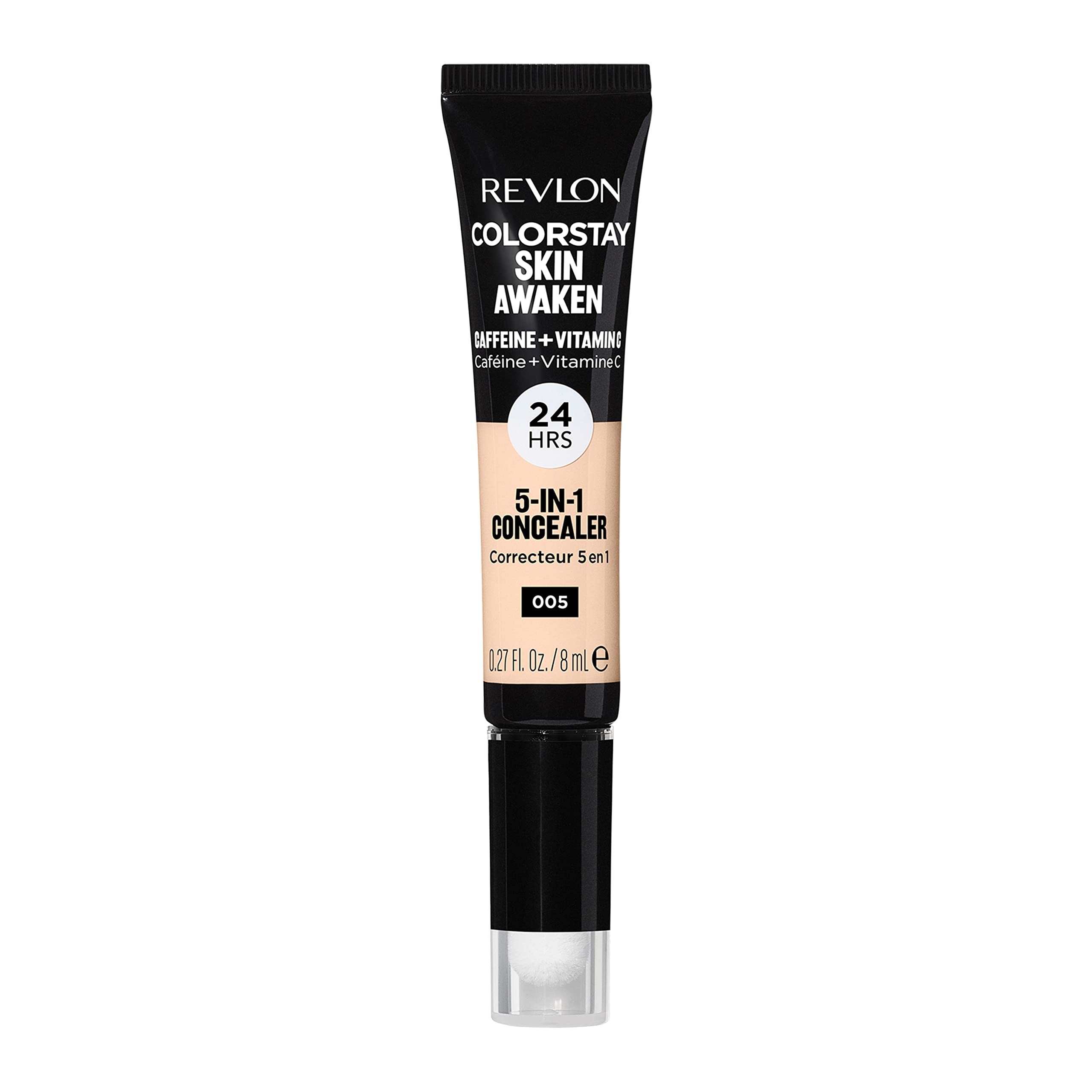 Revlon ColorStay Skin Awaken 5-in-1 Concealer, Lightweight, Creamy Longlasting Face Makeup with Caffeine & Vitamin C, For Imperfections, Dark Circles & Redness, 005 Fair, 0.27 Fl Oz