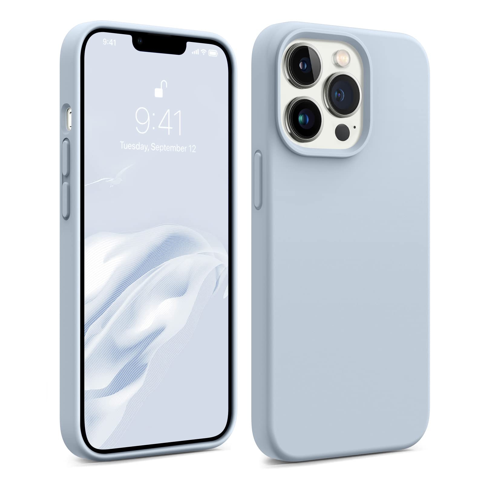 AOTESIER Magnetic for iPhone 13 Pro Max Phone Case, [Compatible with MagSafe][Military Shockproof Protection] Silicone Case with Soft Anti-Scratch Microfiber Lining, 6.7 inch, Baby Blue