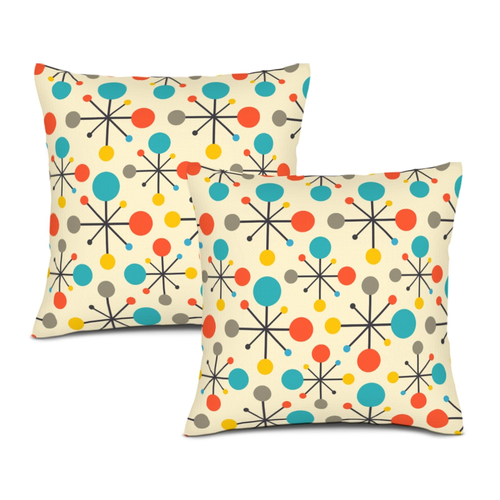 Waiyear Mid Century Modern Atomic Throw Pillows Covers 18"x18" Set of 2, Retro Decorative Pillow Cases for Couch Sofa Living Room,Yellow Cushion Covers