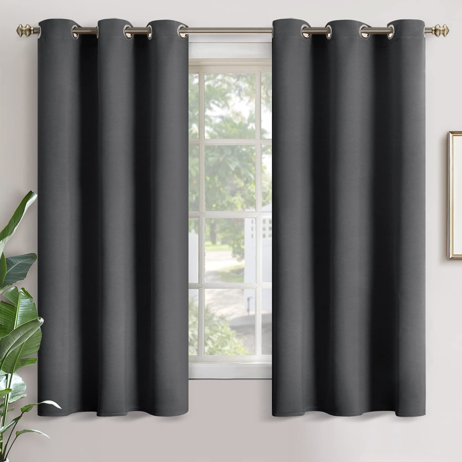 YoungsTex Blackout Curtains for Bedroom 63 Inches Long - Insulated Room Darkening Window Drapes with Grommet for Living Room Kids Energy Saving Thermal Curtain, 2 Panels, 42 x 63 Inch, Dark Grey