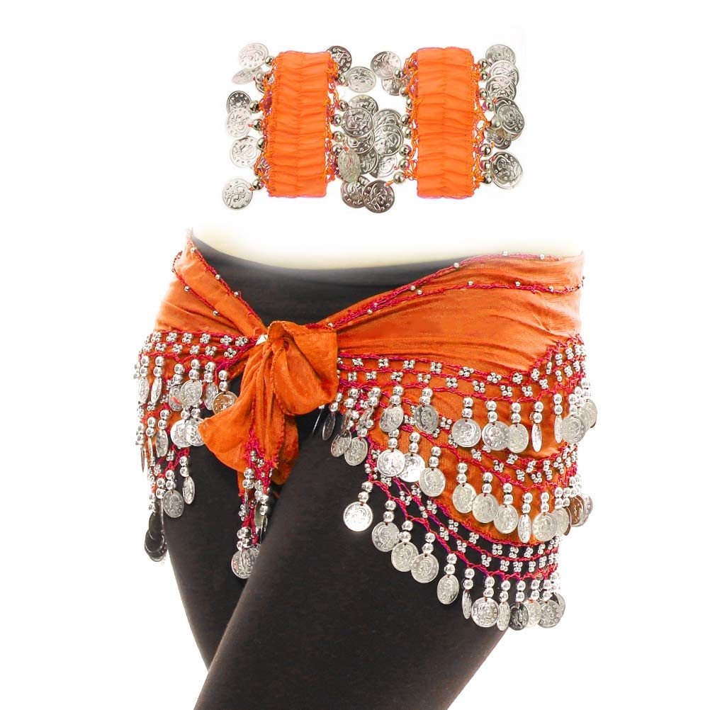 Cooyeah Belly Dance Skirt and Belly Dance Wrist Ankle Cuffs Bracelets