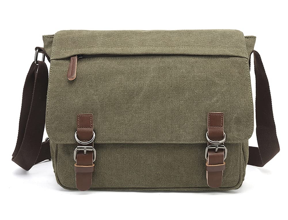 Sechunk Canvas Vintage Messenger Bag Shoulder bag Leather Large Travel Crossbody bags for men women 15inch Laptop