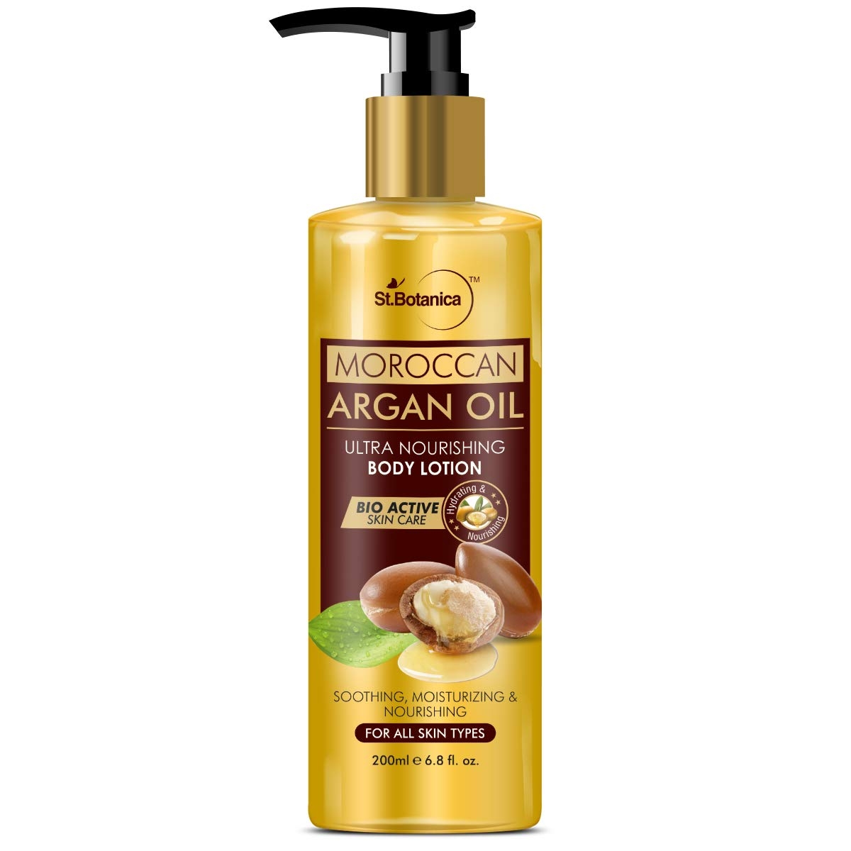 St.Botanica Moroccan Argan Oil Ultra Nourishing Body Lotion Soothing, Moisturizing and Nourishing, (200 ml, Normal Skin)