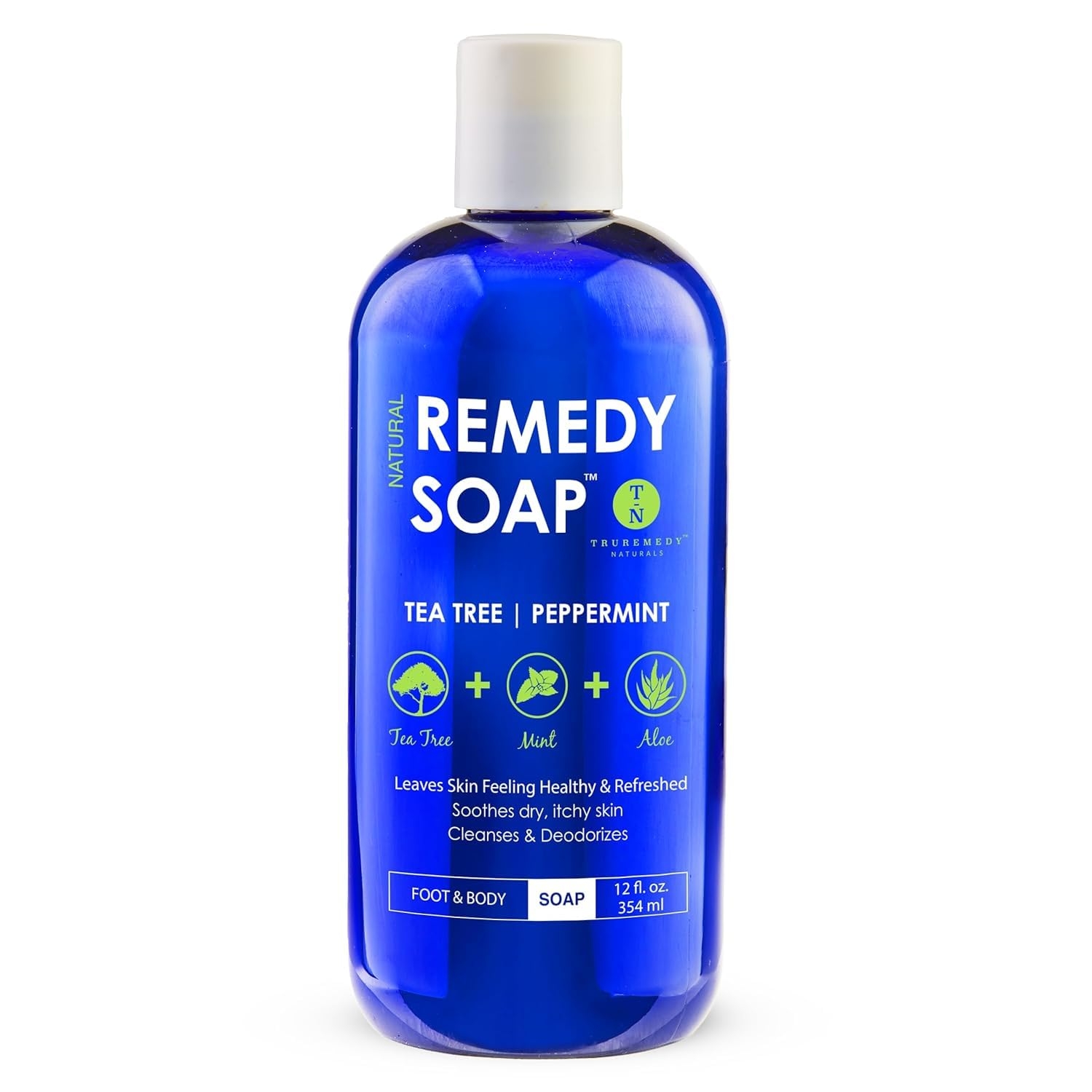 Truremedy Naturals Remedy Tea Tree Oil Body Wash - 12 oz Refreshing Cleanser for Skin and Scalp with Tea Tree, Peppermint, and Aloe - Invigorating Soap Body Wash