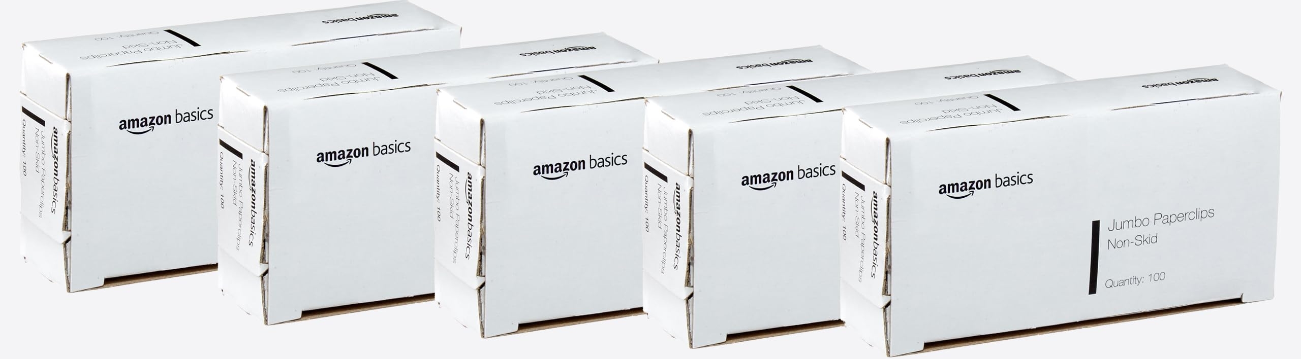 Amazon Basics Jumbo Size Office Paper Clips, Non Skid, 1000 Count (10 Pack of 100), Silver, A7072557