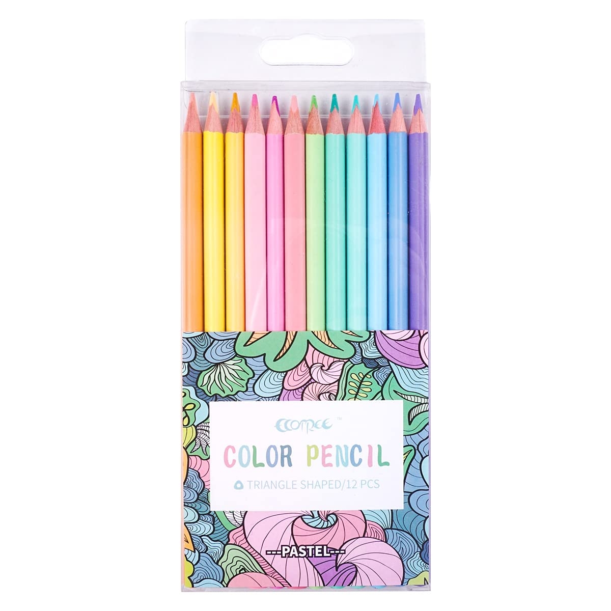 ECOTREE Macaron Colored Pencils, soften wood, Pastel coloring for adult and kids, Art Supplies for Kids, School Supplies, Pack of 12