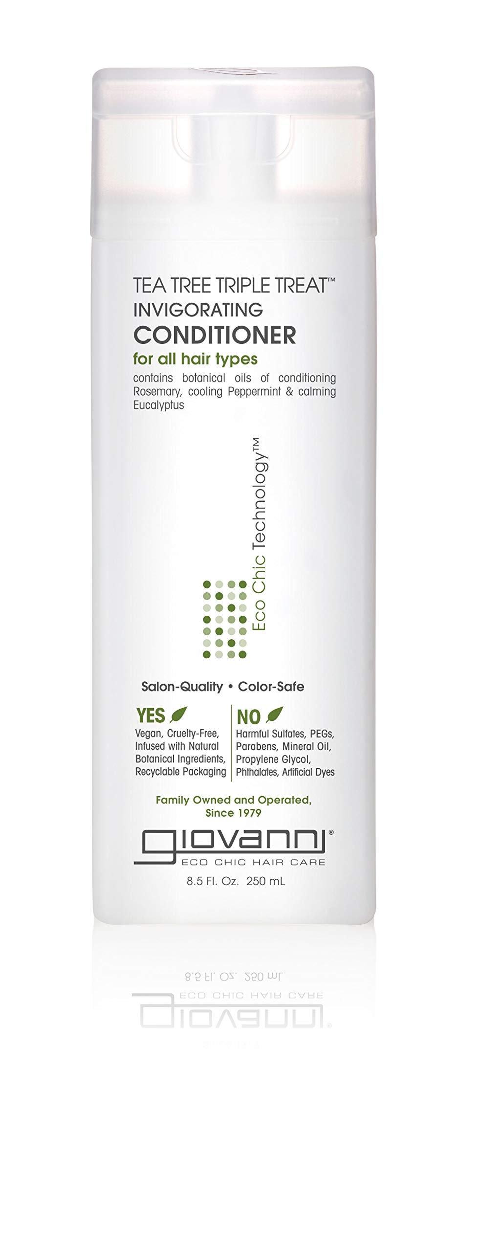 GIOVANNI Tea Tree Triple Treat Invigorating Conditioner, 8.5 oz. - Cooling Peppermint, Eucalyptus, Rosemary, Helps Dry Flaking Scalp, Lauryl and Laureth Sulfate Free, Paraben Free