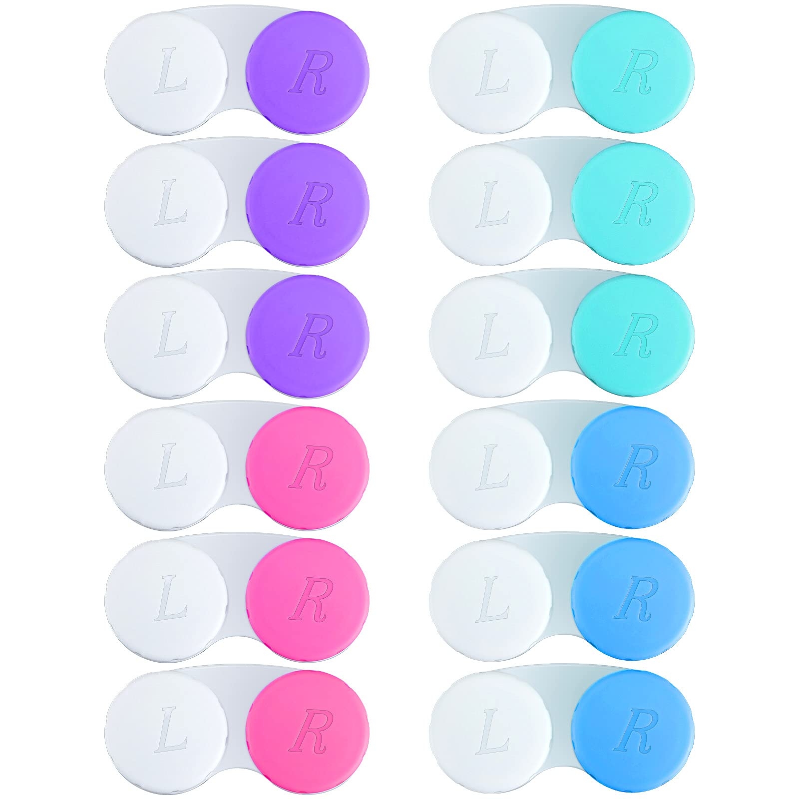 QVVQ 12PCS Contact Lens Case, Colorful Contact Lens Box Left/Right Eyes Holder Container, Outdoor Mini Contact Lens Soak Storage Kit for Travel&Home.