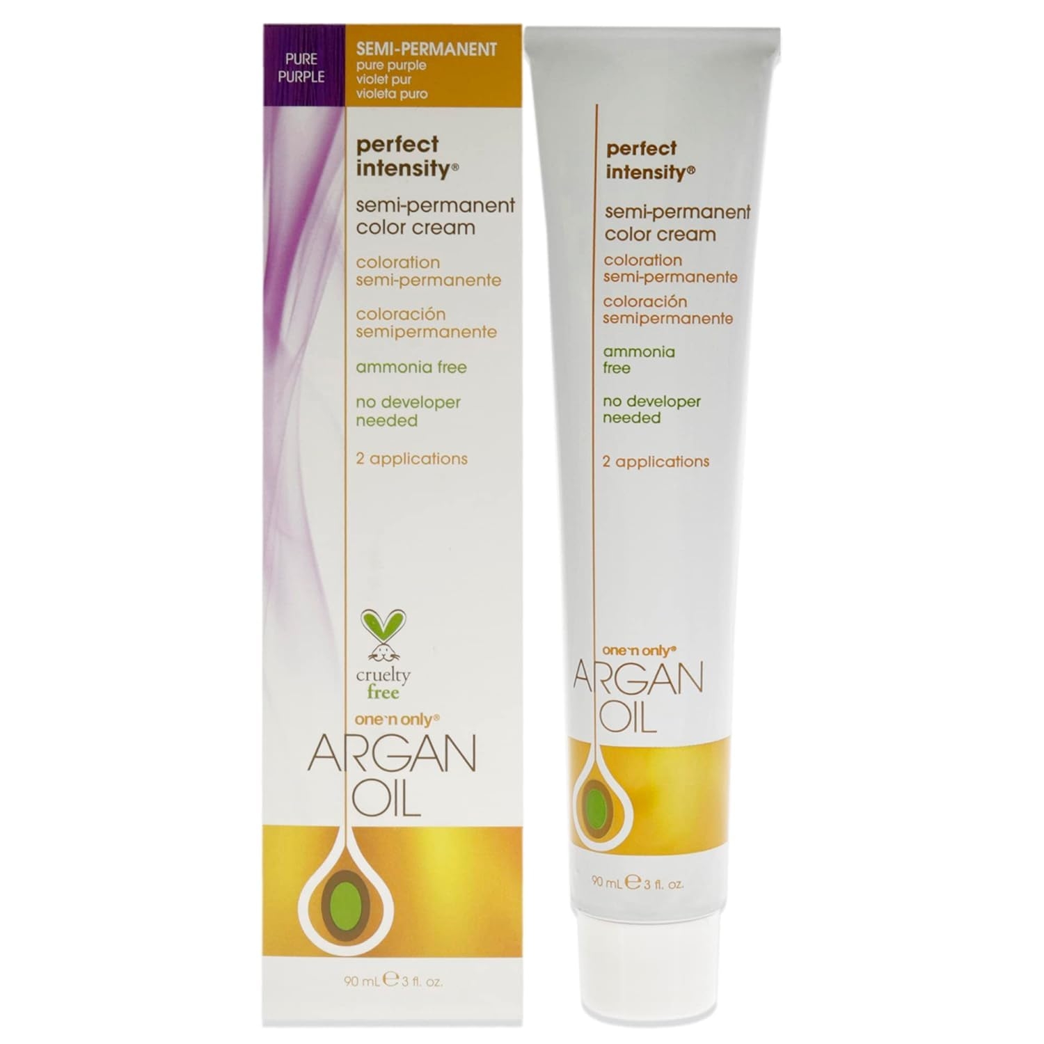 One N' Only Perfect Intensity Semi Permanent Hair Color - Vibrant Hair Dye Made with Argan Oil - Delivers Vibrant, Accurate Color - No Developer Needed - Pure Purple (3 oz)