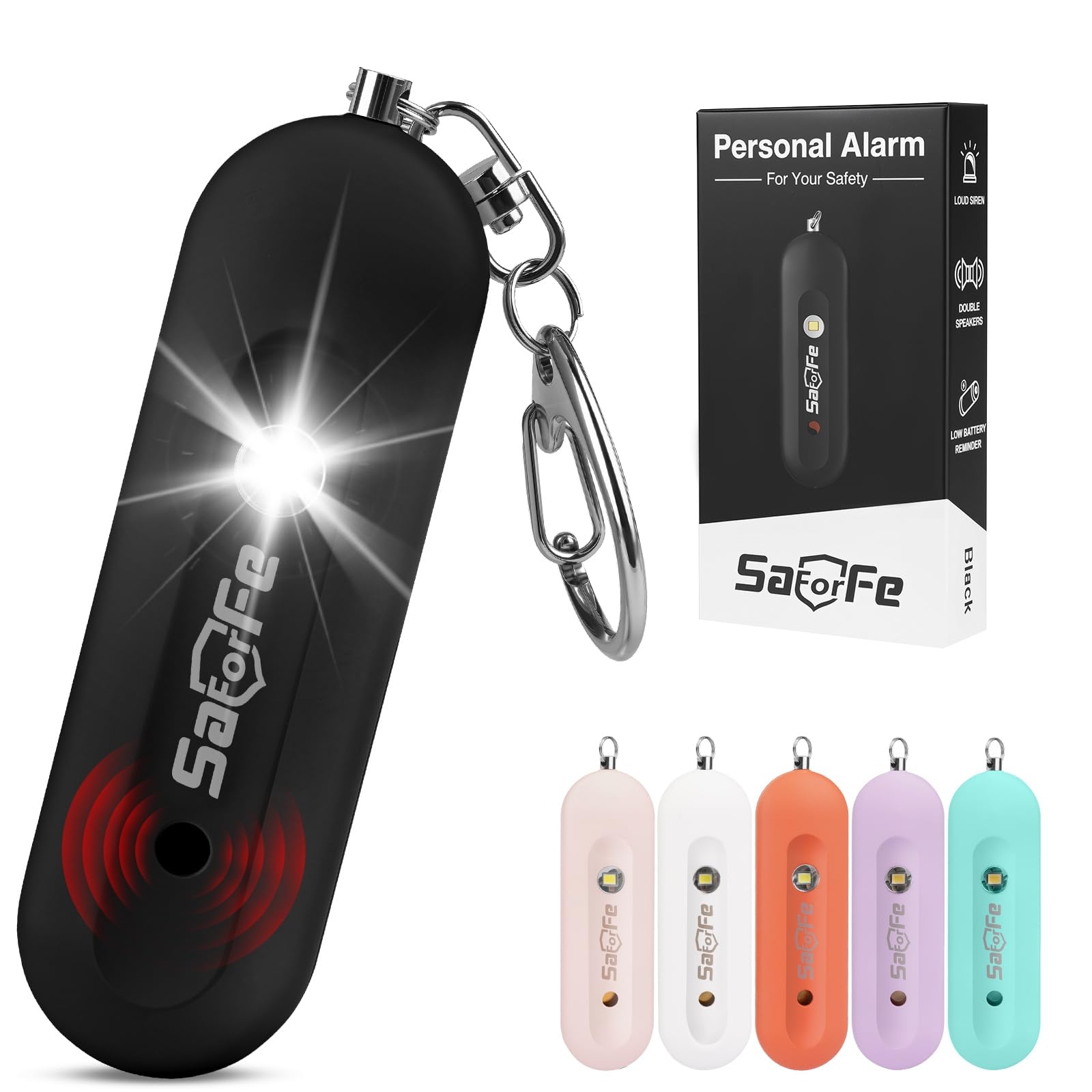 Rechargeable Personal Safety Alarm for Women - 140dB Self-Defense Security Alarm Keychain with Strobe Light, Emergency Security Alert Devices for Women Girls Kids Elderly (Black)