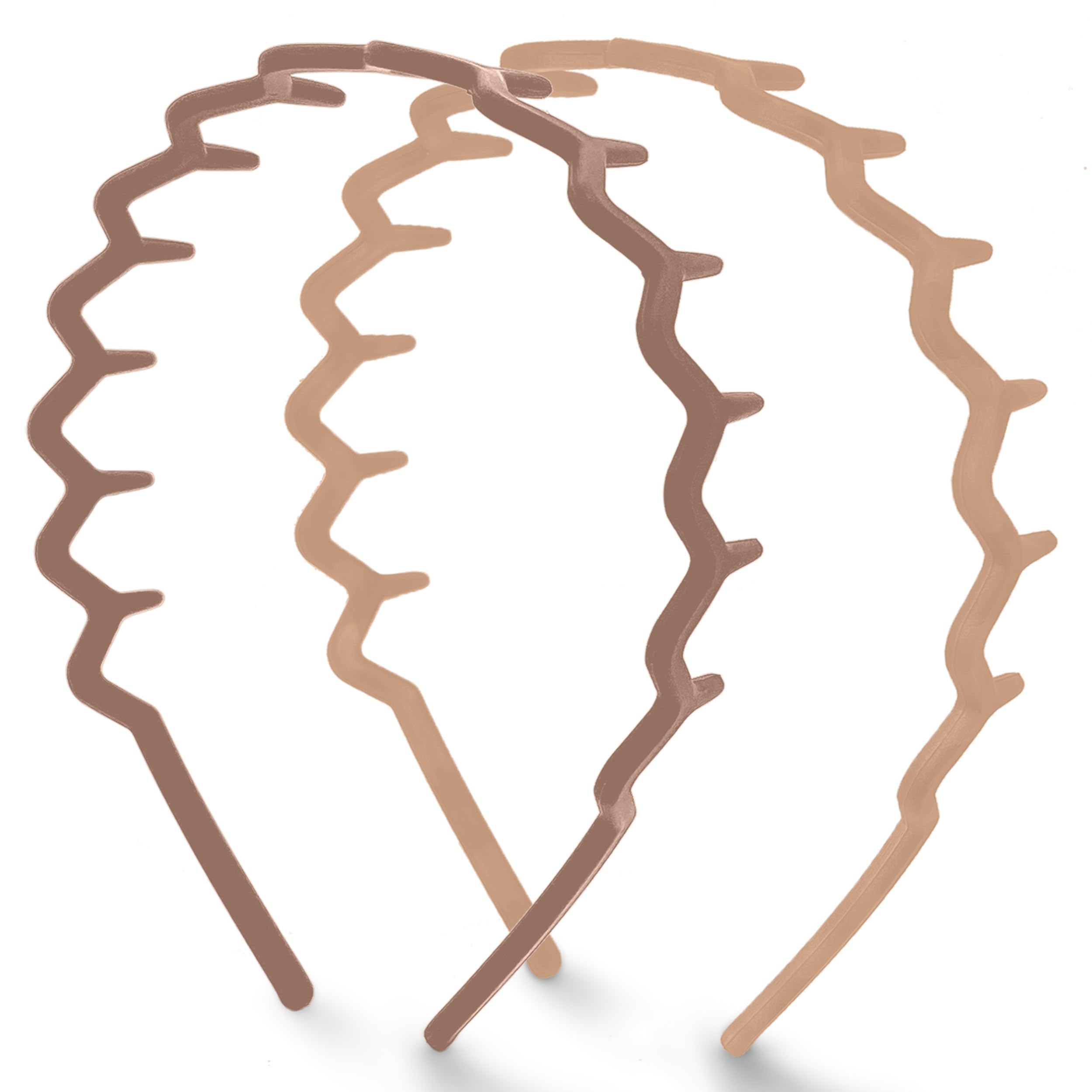 Kitsch Zig Zag Headbands for Women Non Slip – Fashion Accessories for Slicked Back Styles - Comfortable Comb Headband with Teeth - Recycled Plastic Headband - Neutral, 2 pcs