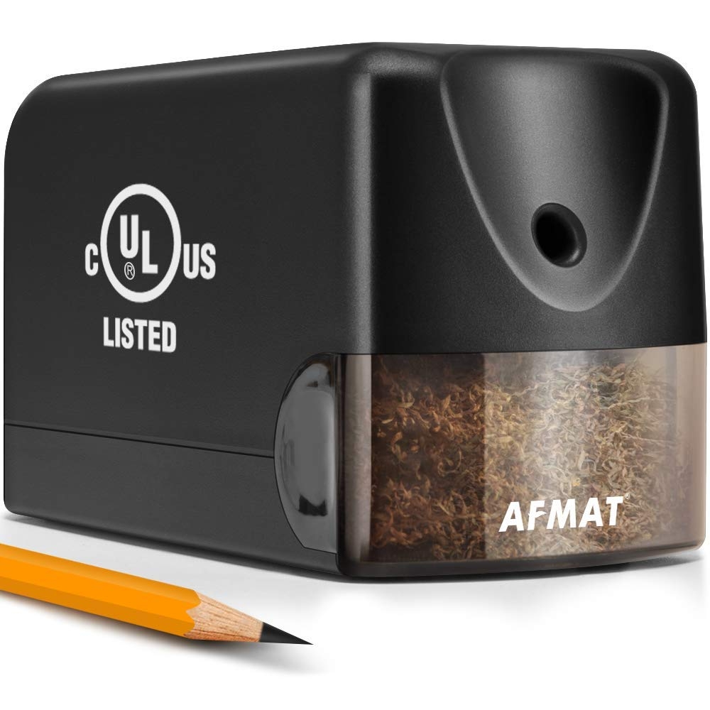 AFMAT Electric Pencil Sharpener, Heavy Duty Classroom Pencil Sharpeners for 6.5-8mm No.2/Colored Pencils, UL Listed Industrial Pencil Sharpener w/Stronger Helical Blade, Model S230(Item No. PS13)