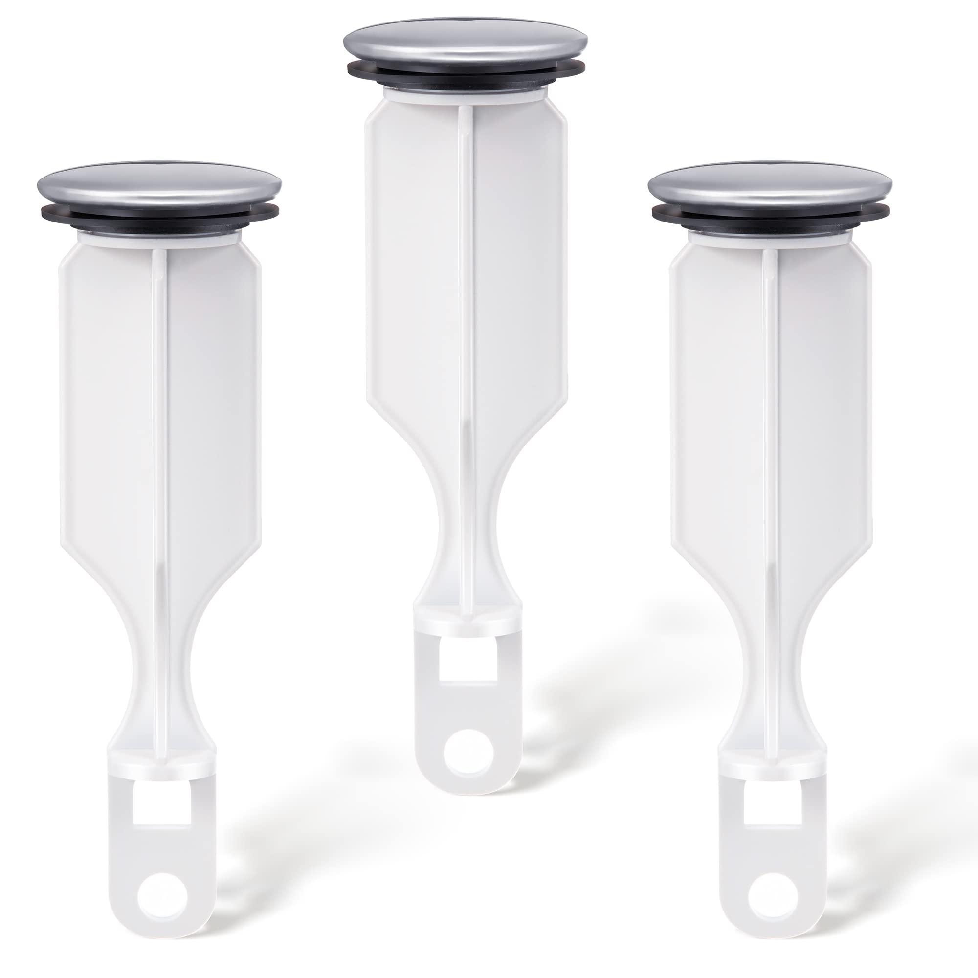 Enhon 2 Hole Pop Up Stoppers, Chrome Bathroom Sink Stopper fits Most Pop Up Drain Design, 4-1/2 Inch Tall, 1-3/8 Inch Cap Diameter, with Gasket Seal, Compatible with PF WaterWorks PF0240 (3 Pack)