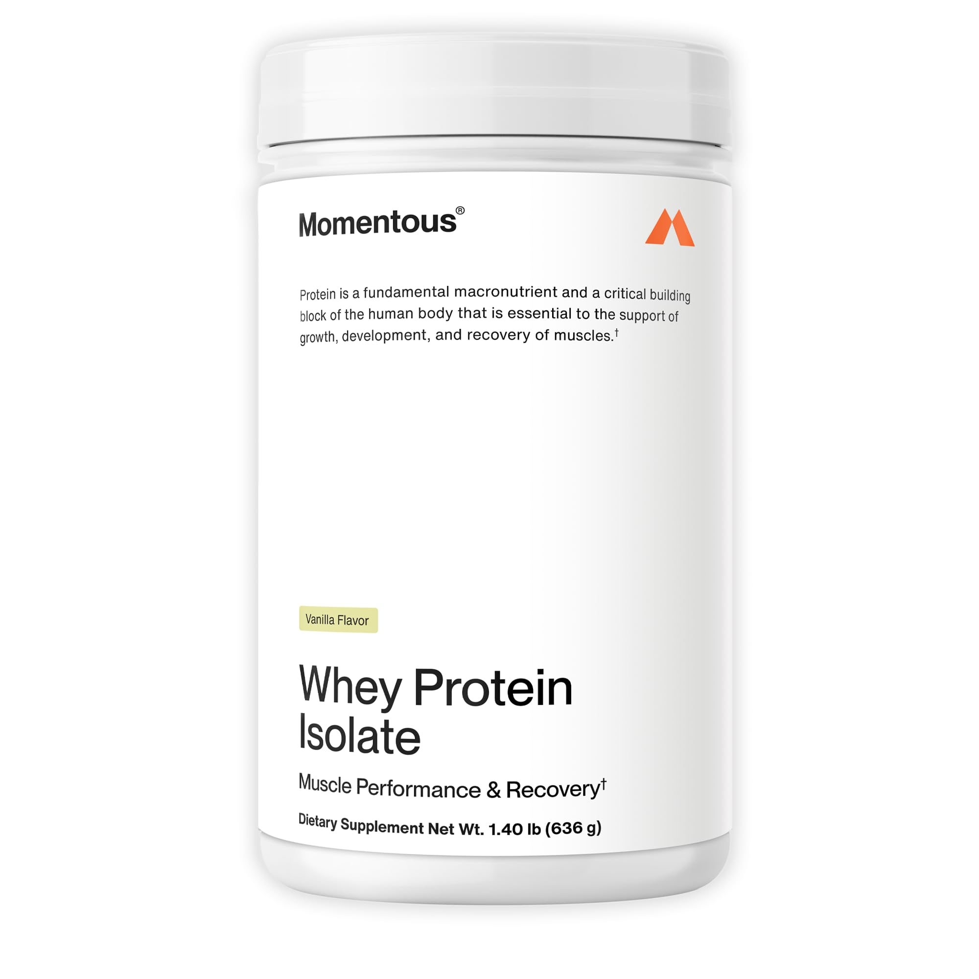 Momentous Essential Grass-Fed Whey Protein Powder - 20g Whey Isolate Protein - NSF Certified, Gluten-Free, 24 Servings for Essential Everyday Use, Vanilla (Package May Vary)