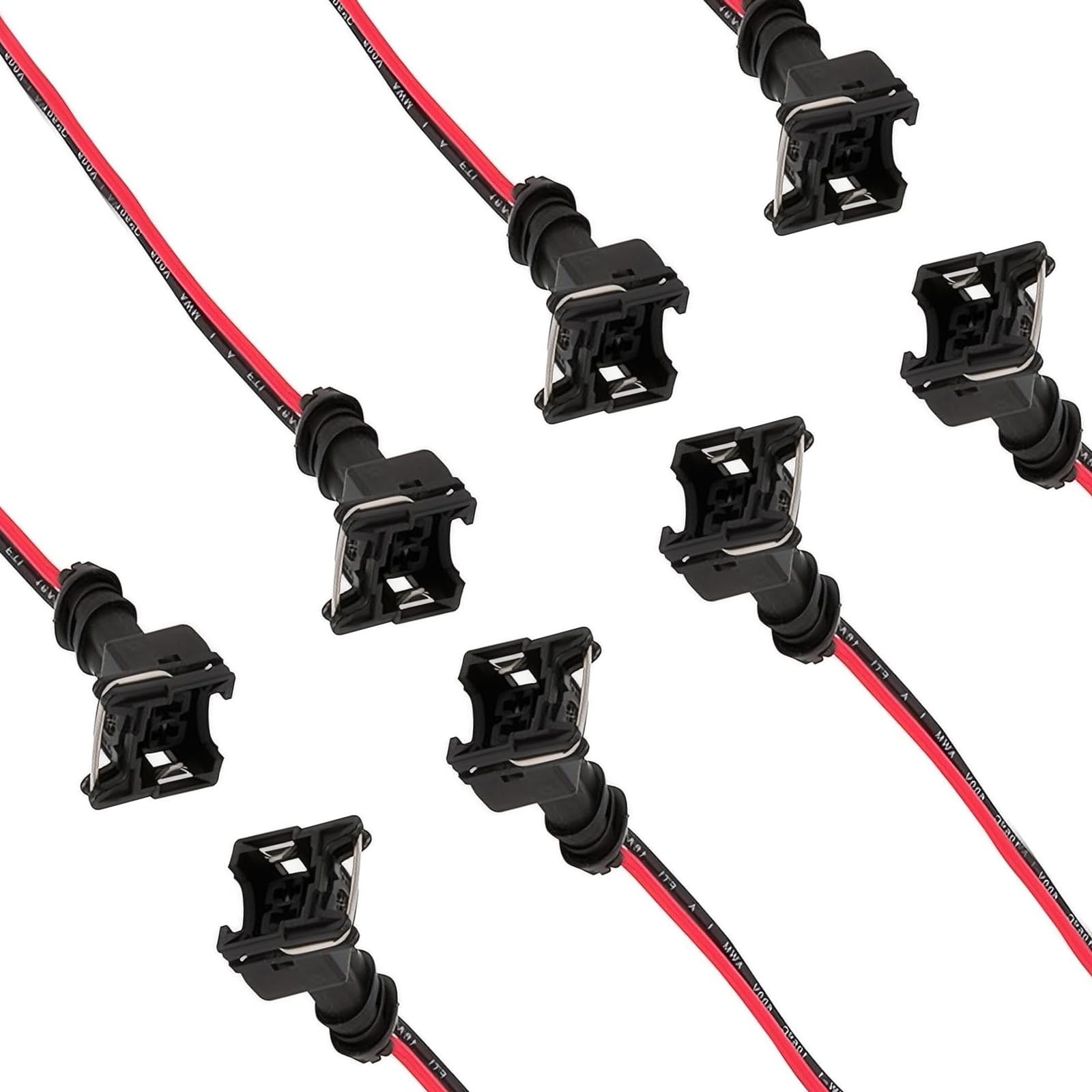 GRANDI Fuel Injector Connector, Waterproof Shell + Copper Core Plug Standard Specification Injector Socket, With Extended Pigtail Wiring Harness, Universal for Most Cars (Black)