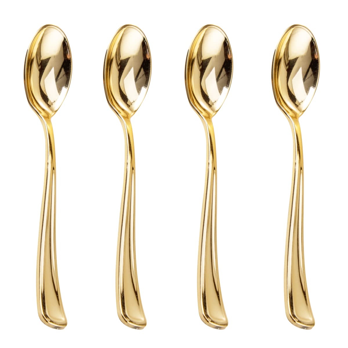 Liacere 200 Pack Gold Plastic Spoons - 6.7 inch Heavy Duty Plastic Spoons - Heavyweight Gold Disposable Spoons for Parties & Weddings & Restaurants & New Year