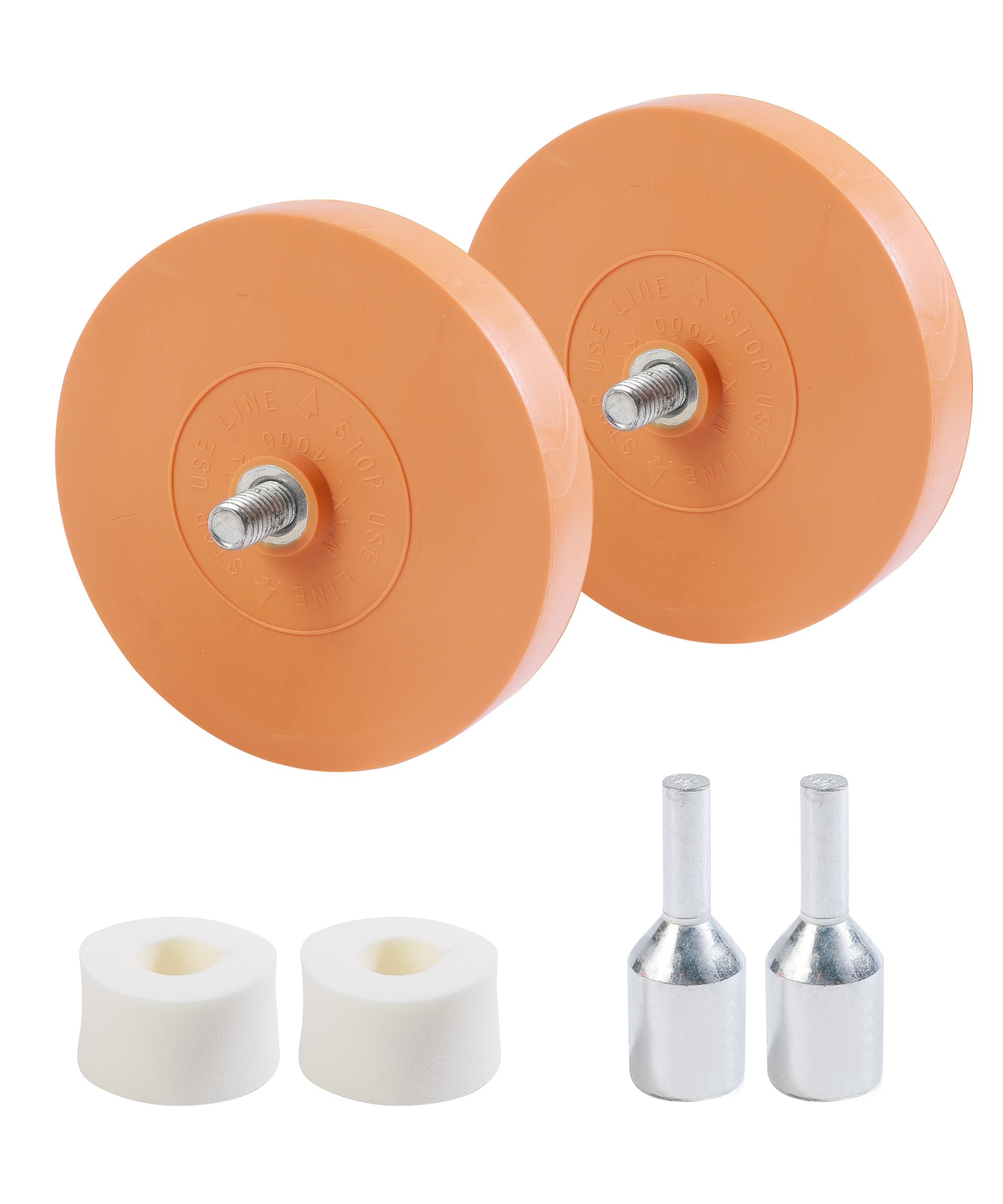 SCUARI 2PCS Eraser Wheel,Car Accessories 4” Decal Remover Wheels with Drill Adapter,Adhesive Remover Wheel for Pinstripes Vinyl Tapes and Sticker,Suitable for Most Cars,RV,Boats