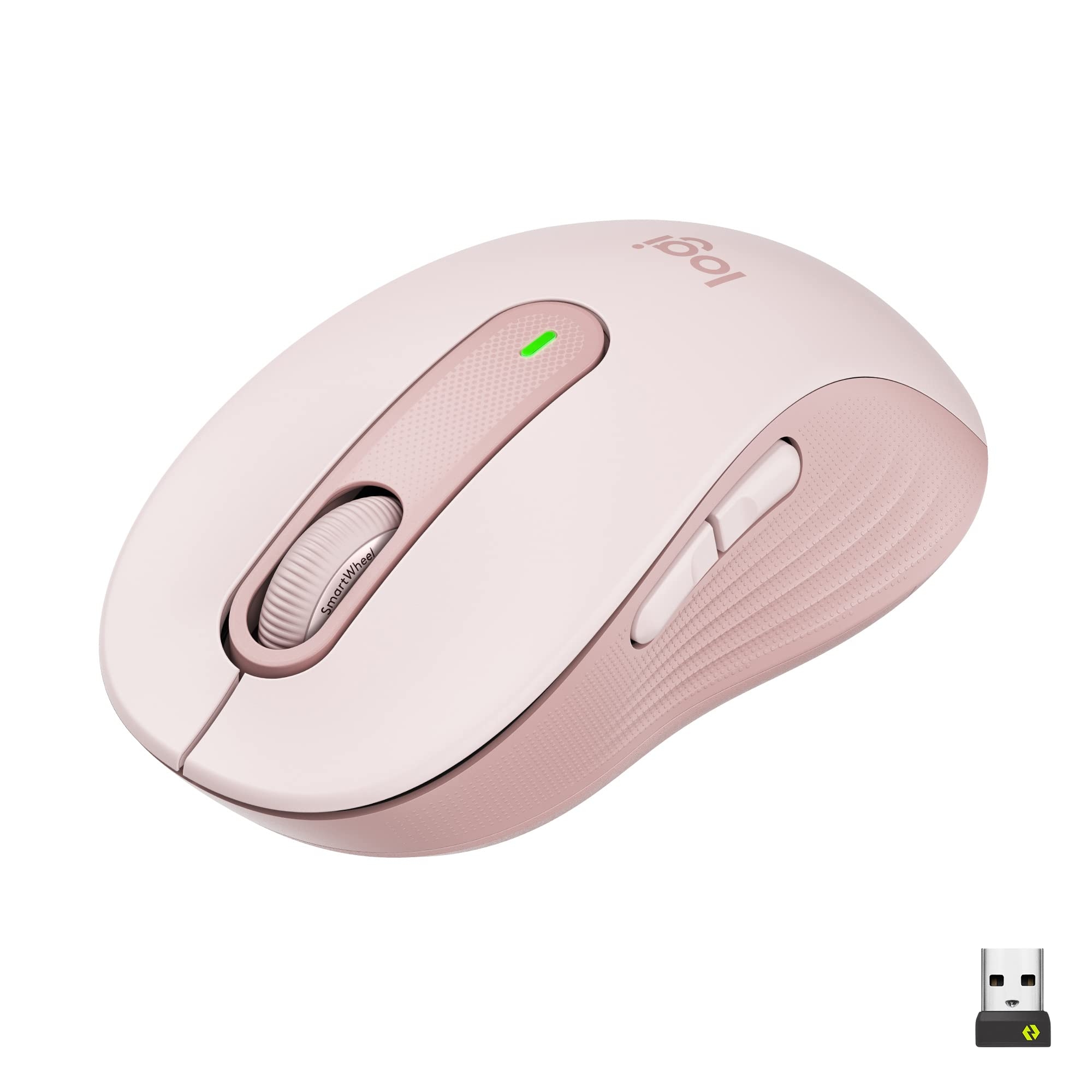 Logitech Signature M650 Wireless Mouse - for Small to Medium Sized Hands, 2-Year Battery, Silent Clicks, Customizable Side Buttons, Bluetooth, Multi-Device Compatibility - Rose (Renewed)