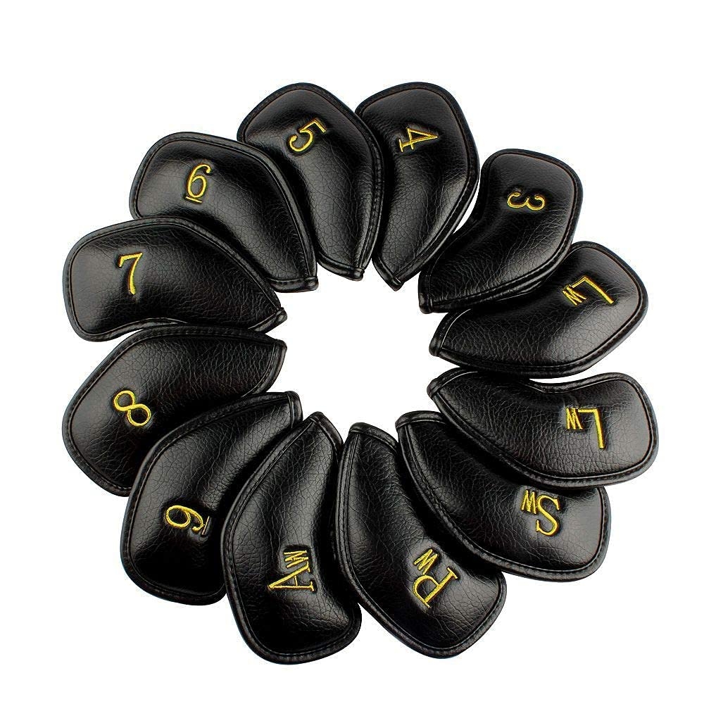 CRAFTSMAN GOLF 12pcs or 1pc Thick Synthetic Leather Golf Iron Head Covers Set Headcover Fit All Brands Callaway Ping Taylormade Cobra Etc. Also Custom Name