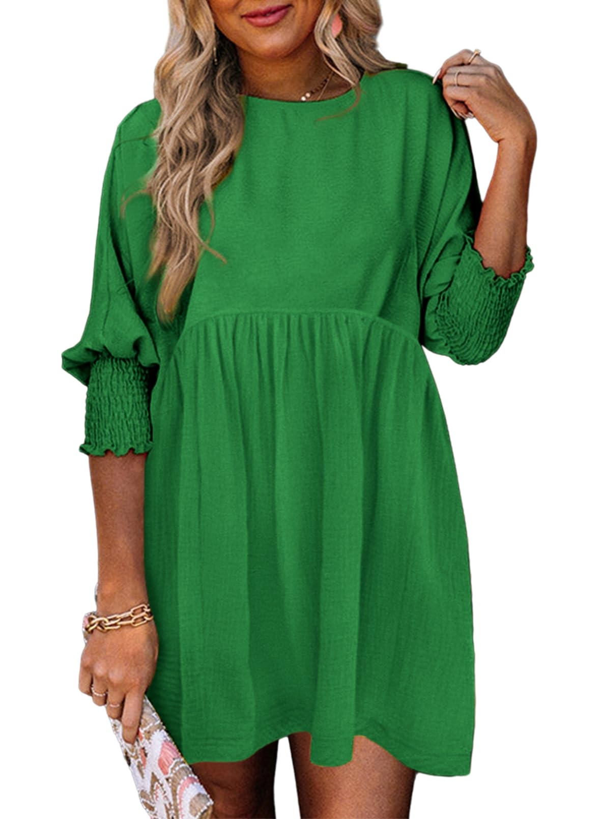 Dokotoo Womens Summer Spring Dresses Casual Tunic Dress Short Sleeve Crew Neck Flowy Swing Mini Dress