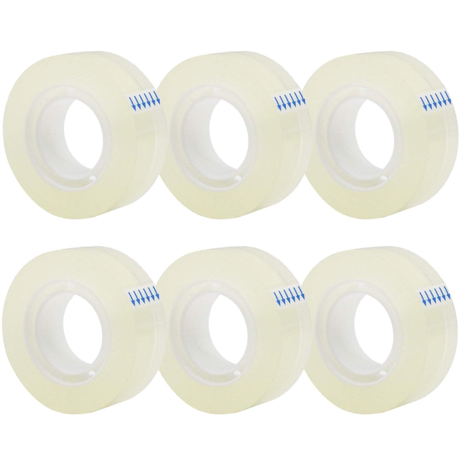 OWLKELA 6 Rolls Transparent Tape Refills, Clear Tape, All-Purpose Transparent Glossy Tape for Office, Home, School