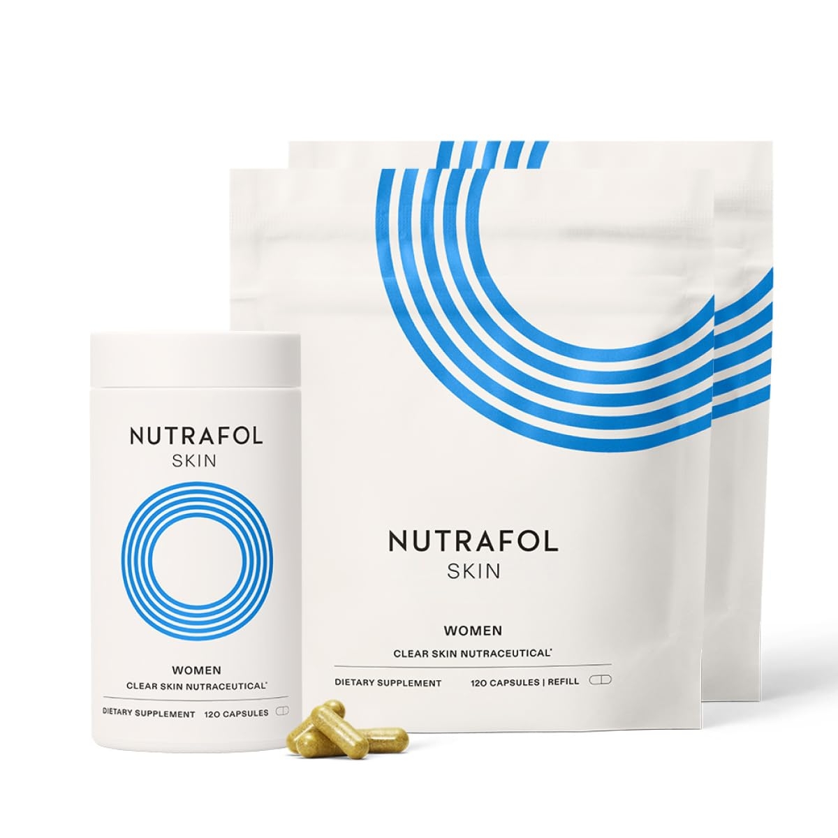 Nutrafol Clear Skin Acne Supplement for Women, Clinically Tested for Clearer, Smoother Skin, Physician-Formulated, Vegan