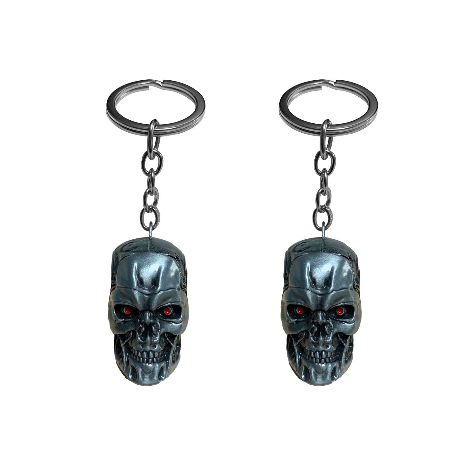 DTSFHTDAL 2PCS Keychain the Terminator Skull Metal Keychain Skeleton Key Chain Car Keychain Terminator Keychain Unisex