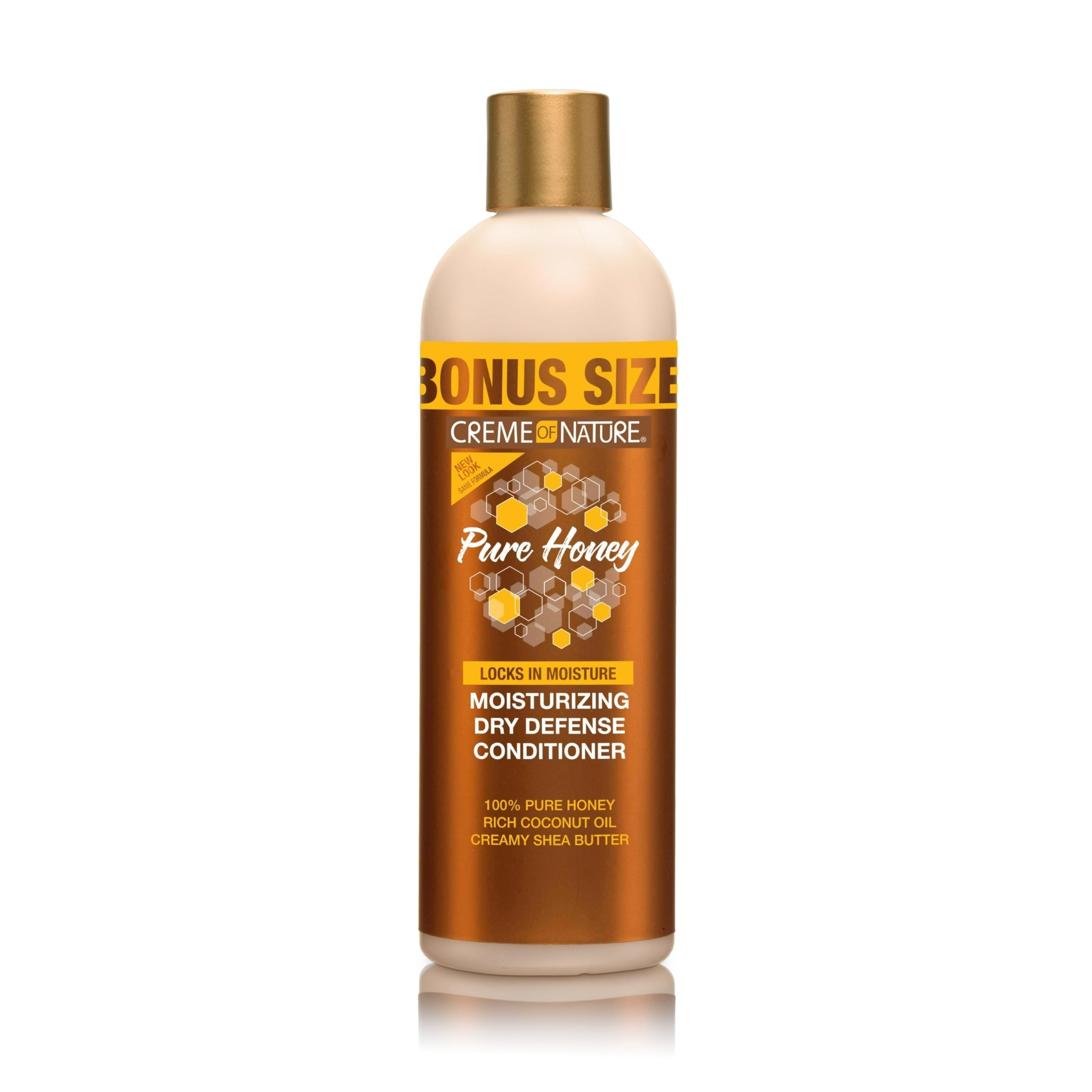 Creme of Nature Pure Honey Moisturizing Dry Defense Conditioner, Hydrating Formula with Coconut Oil & Shea Butter, Detangles & Softens Dry Hair, Sulfate-Free, 15.2 oz
