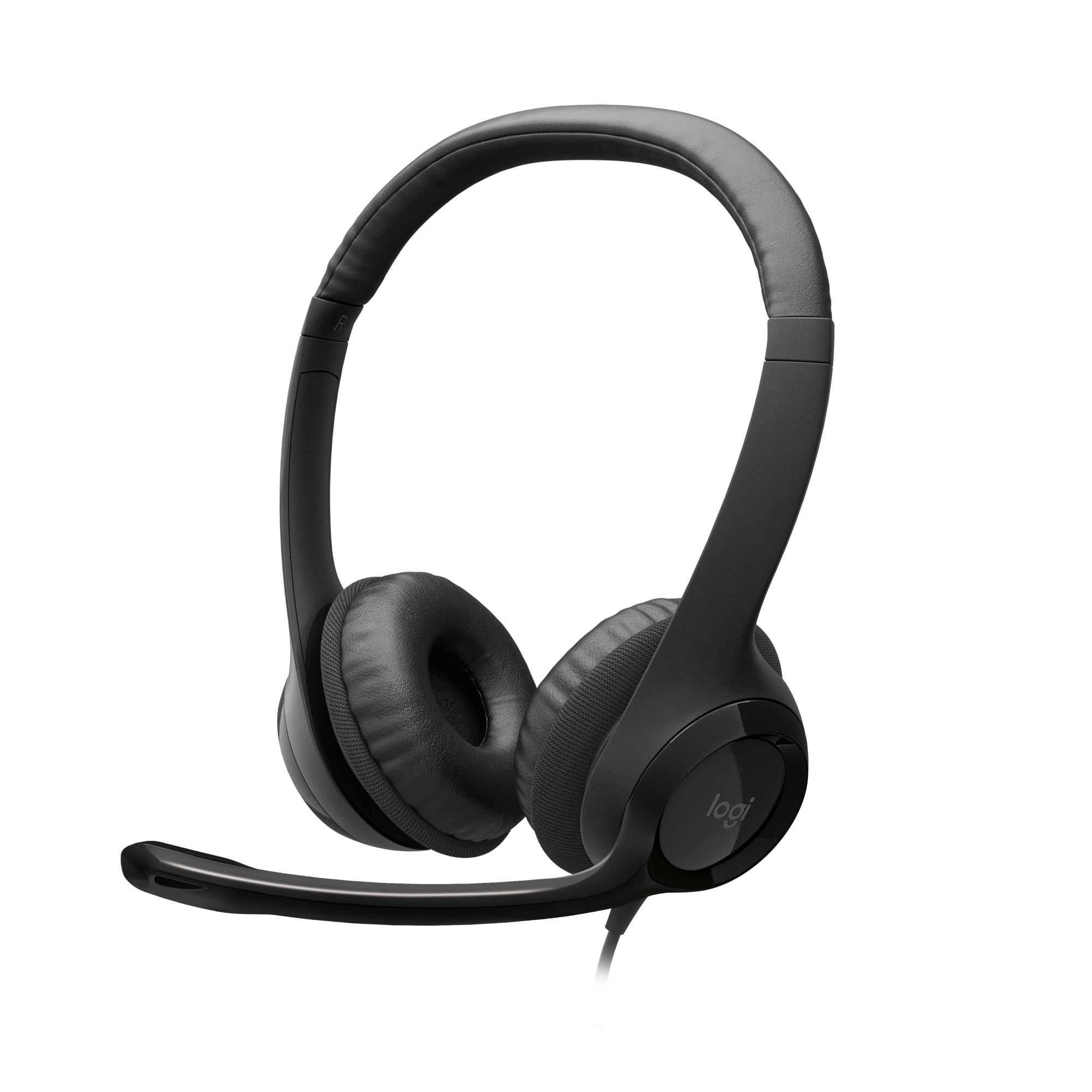 Logitech H390 Wired Headset for PC/Laptop, Stereo Headphones with Noise Cancelling Microphone, USB-A, In-Line Controls, Works with Chromebook - Black