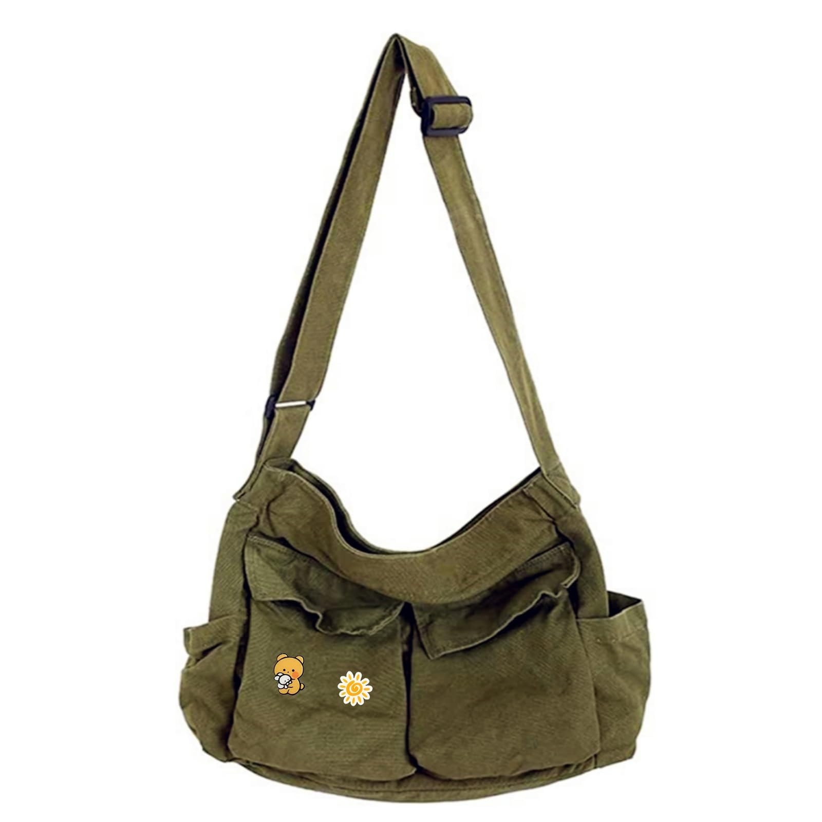 Canvas Messenger Bag Large Hobo Crossbody Bags with Multiple Pockets,School Vintage Shoulder Laptop Bag for Women and Men